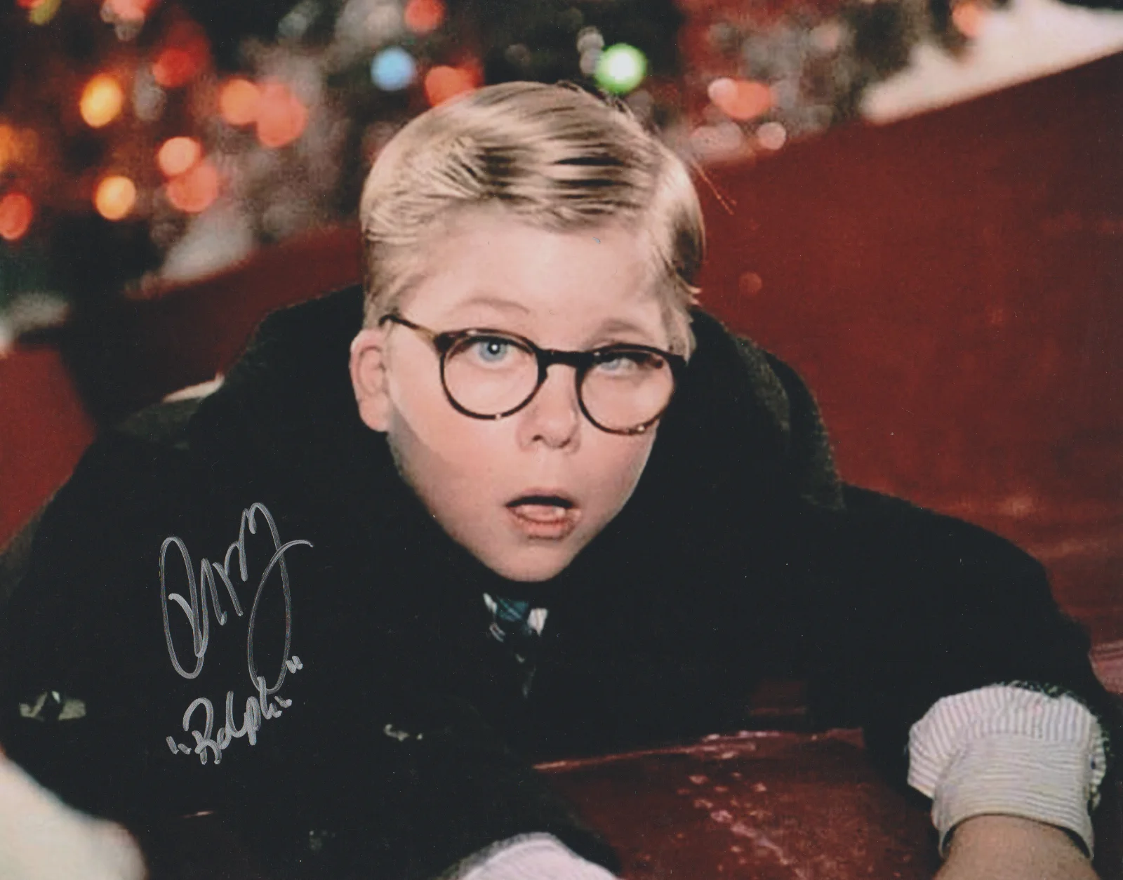 PETER BILLINGSLEY — PETER BILLINGSLEY CHRISTMAS STORY SIGNED 10X8 COLOR PHOTO AUTOGRAPH RALPHIE 1983