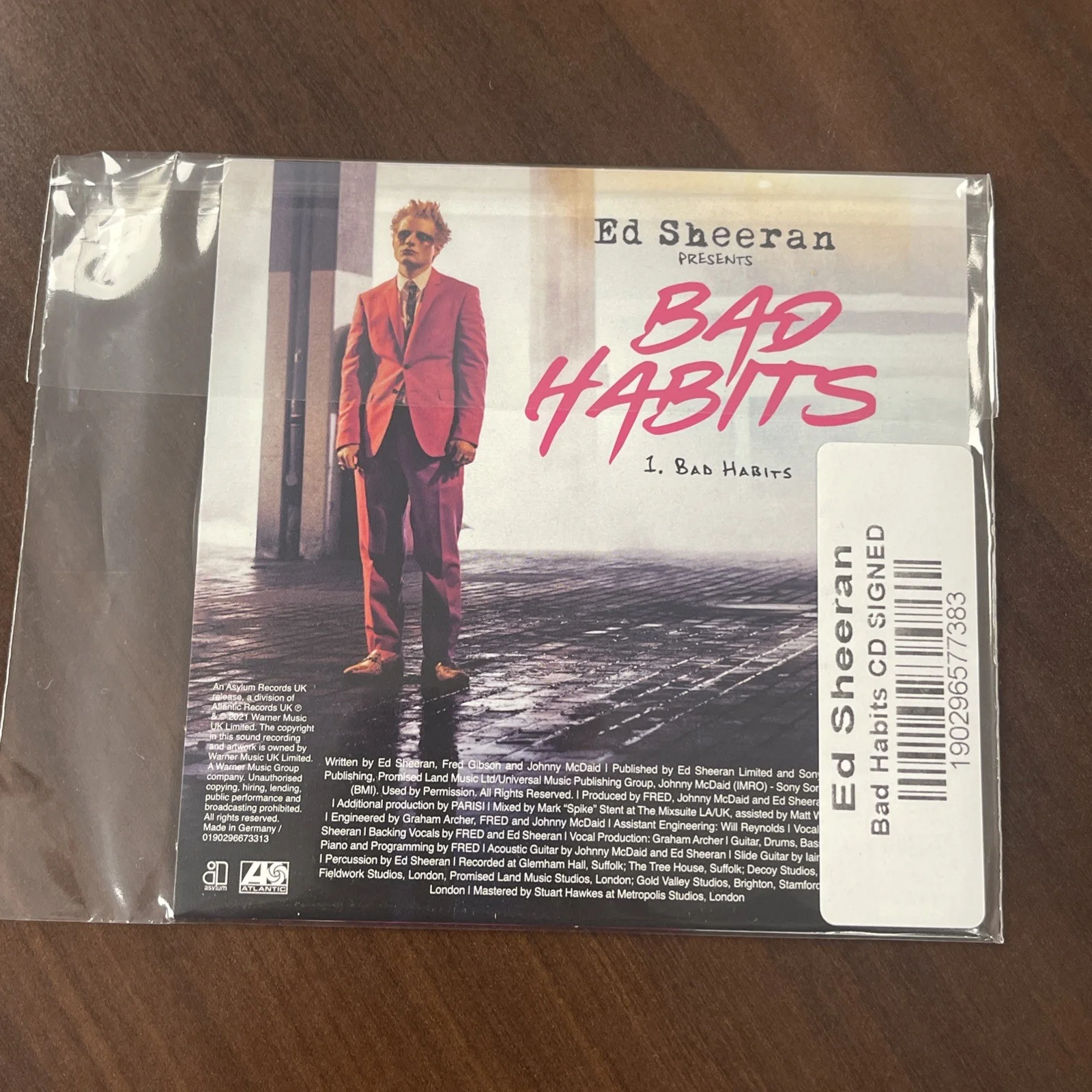 Ed Sheeran Bad Habits Signed CD Single *Autographed* *BRAND NEW* *SEALED* *RARE*, изображение 2