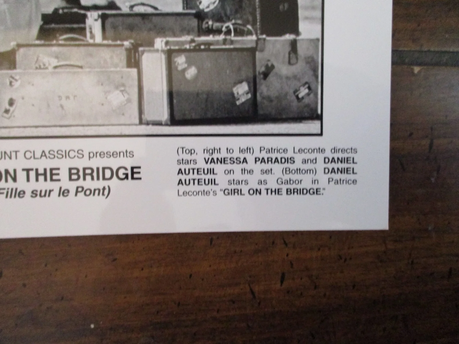 Vanessa Paradis/Daniel Auteuil/Patrice Leconte(GIRL ON THE BRIDGE)2000 BW Photo, изображение 3