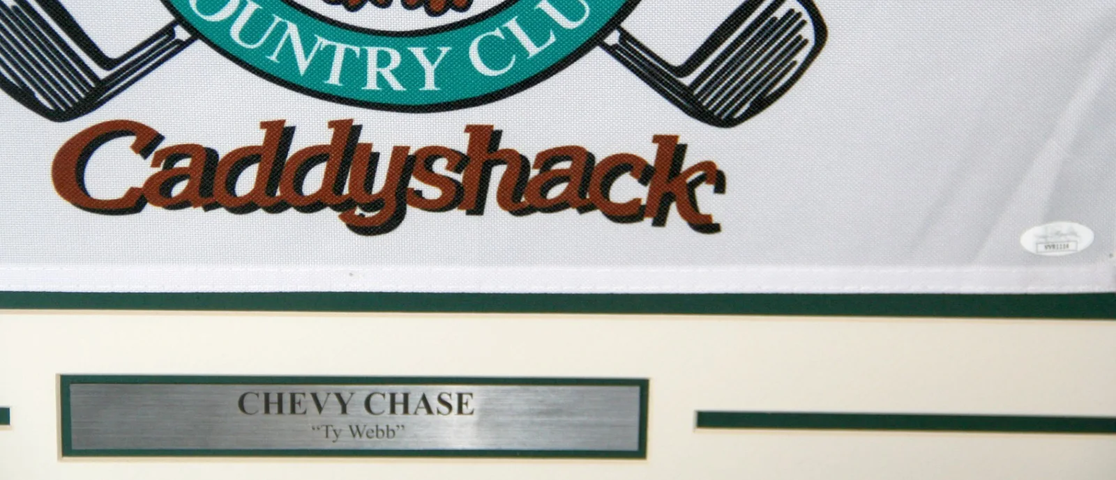 Chevy Chase — Chevy Chase Autographed Caddyshack Golf Flag Framed JSA, image 3