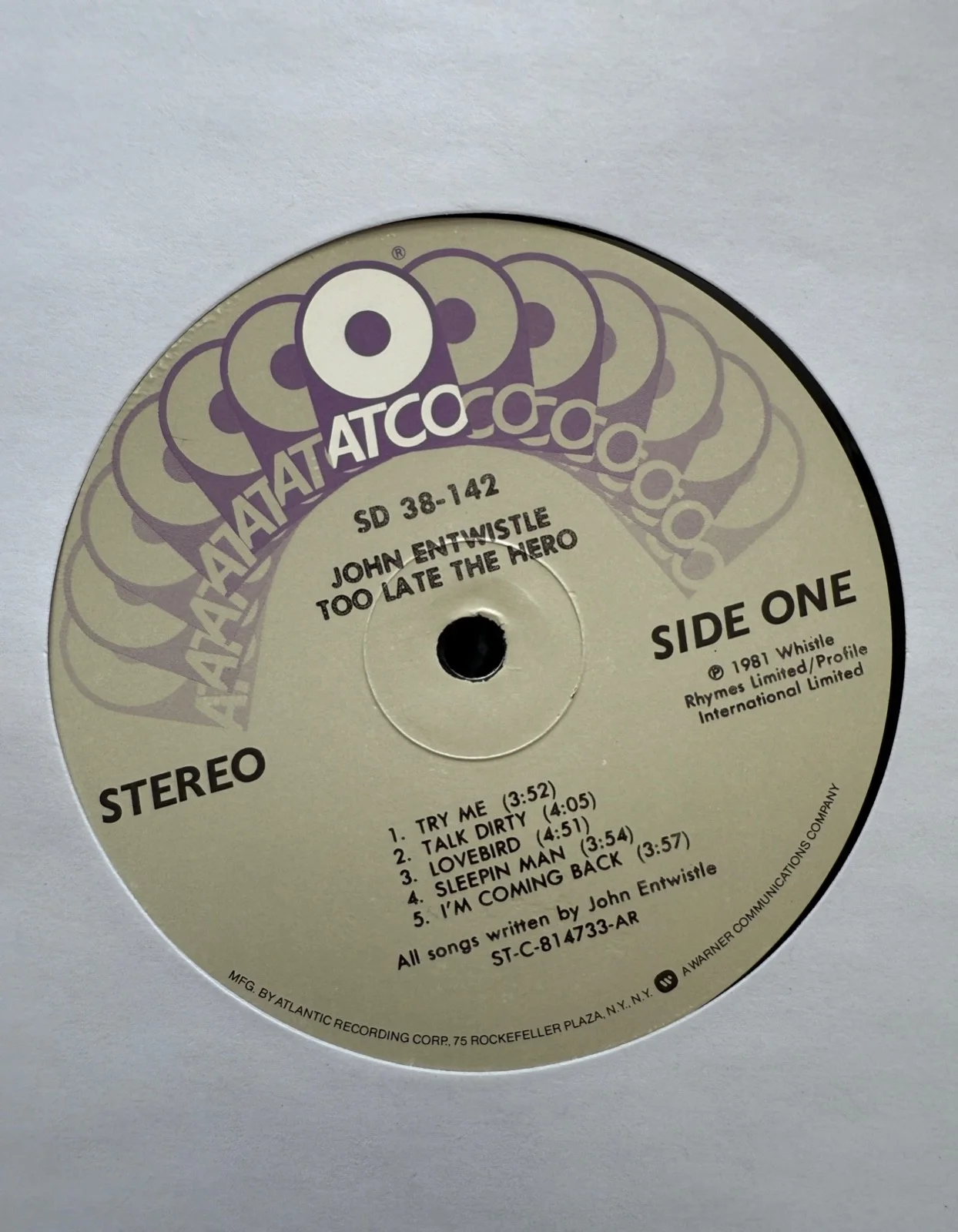 John Entwistle : Too Late The Hero signed LP autographed vinyl plus - The Who, image 5
