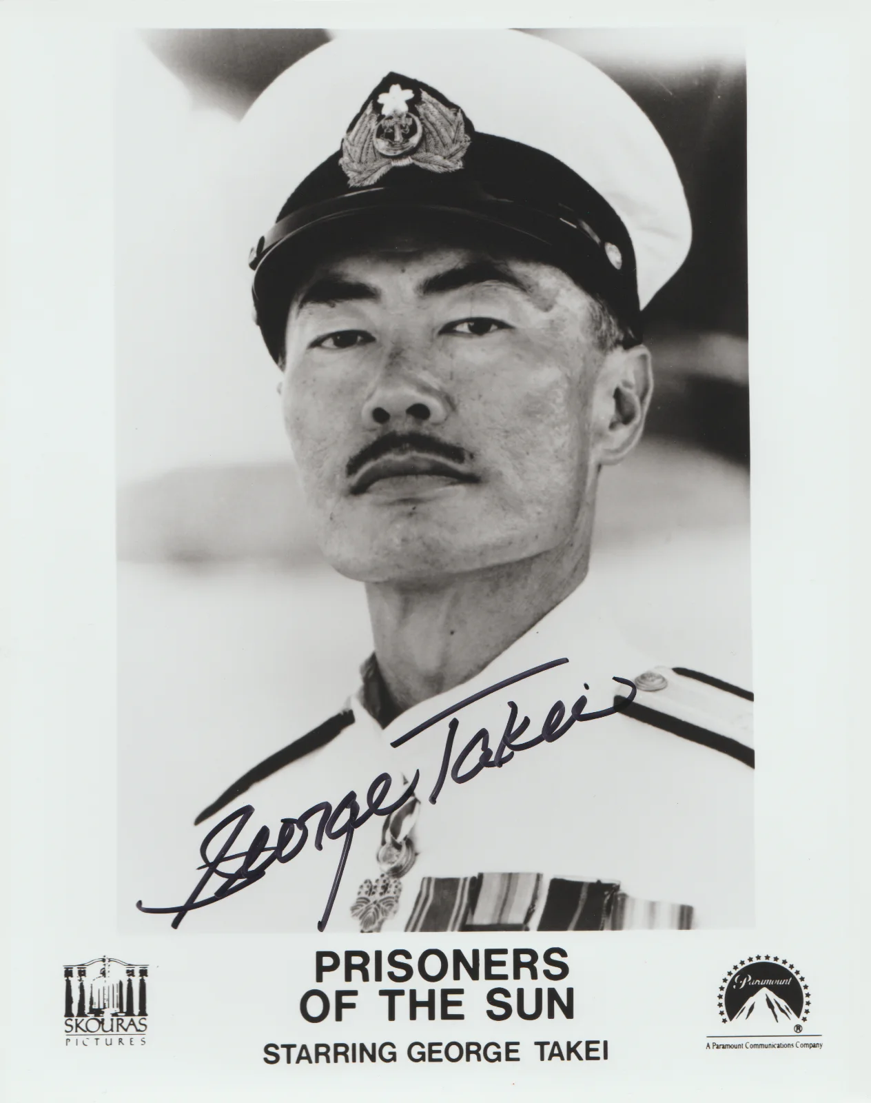 GEORGE TAKEI — GEORGE TAKEI PRISONERS OF THE SUN SIGNED 8X10 B&W PHOTO AUTOGRAPH 1990