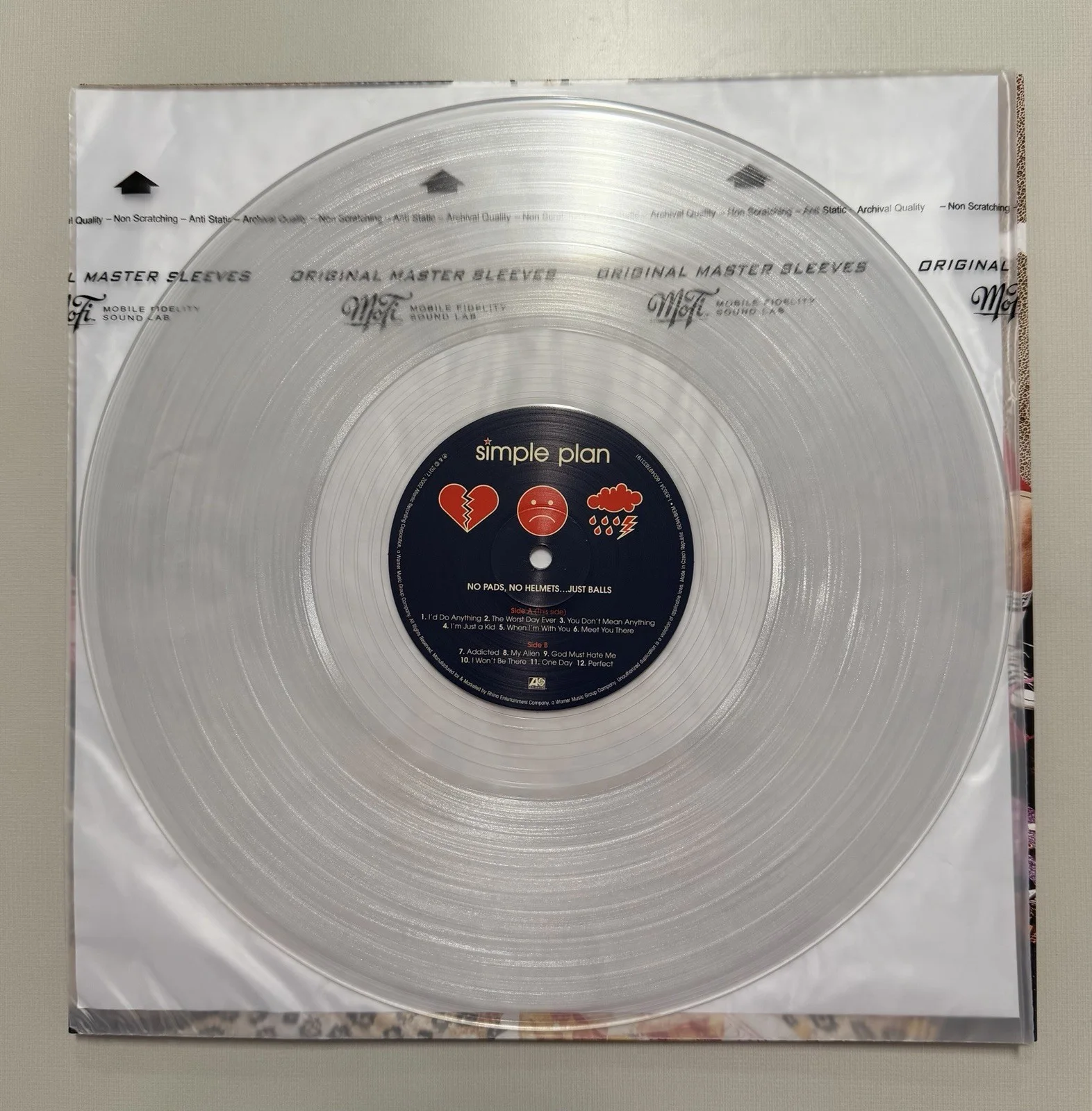 Simple Plan SIGNED No Pads, No Helmets, Just Balls Clear Crystal Vinyl LP Auto, image 4