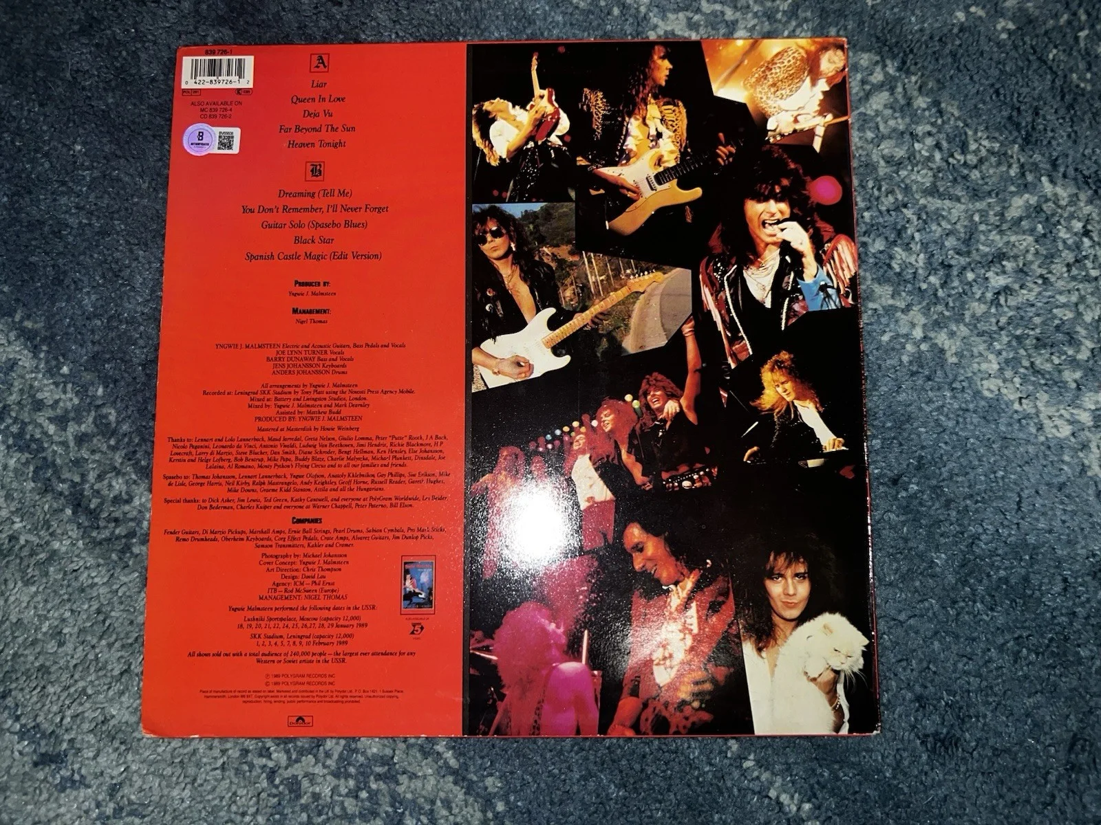 Yngwie Malmsteen Signed Trial By Fire Vinyl Heavy Metal Superstar Legend Beckett, изображение 3