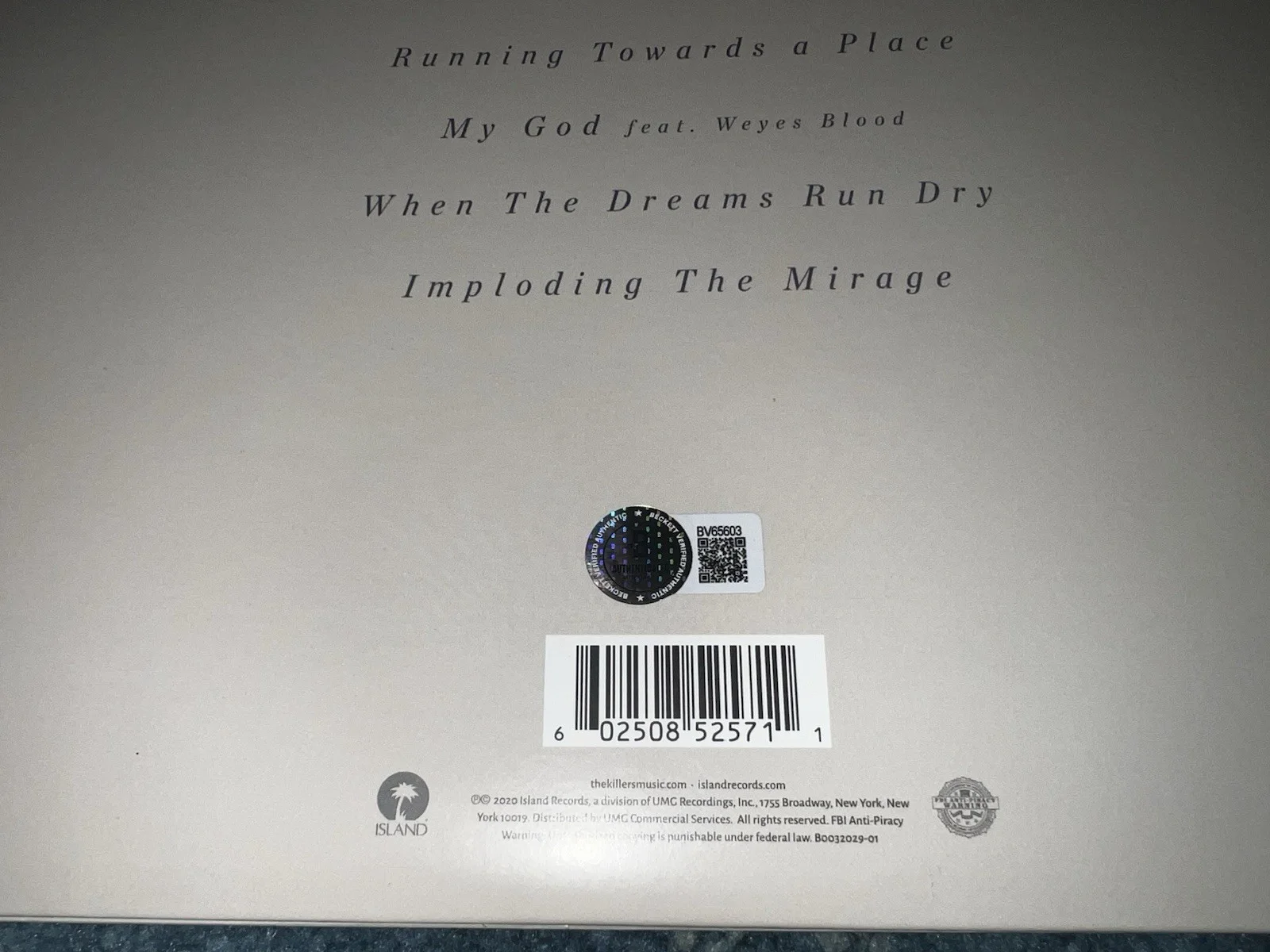 Brandon Flowers Signed Imploding The Mirage Vinyl The Killers Legend Beckett, image 4