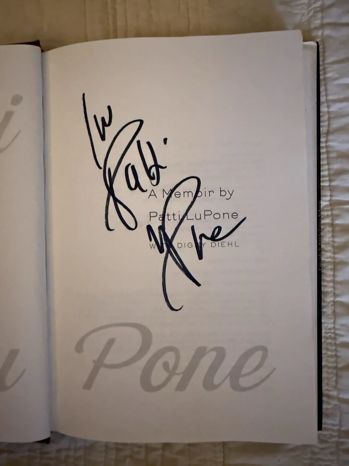 Patti Lupone — Signed First Edition – Patti LuPone: A Memoir (2010) – Barnes & Noble Talkback, image 3