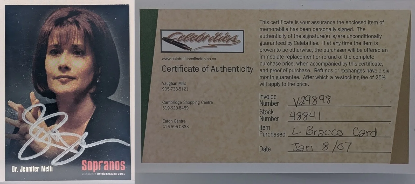 LORRAINE BRACCO SIGNED SOPRANOS TRADING CARD DR. MELFI AUTOGRAPH COA 2007, image 2