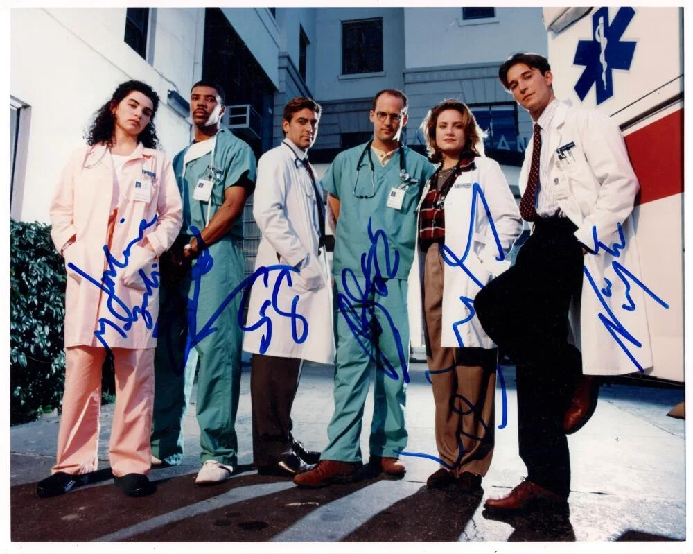 George Clooney, Anthony Edwards, Eriq La Salle, Julianna Margulie — ER Cast Complete Signed Autograph 8x10 Photo Stringfield Clooney Wyle +3 JSA COA