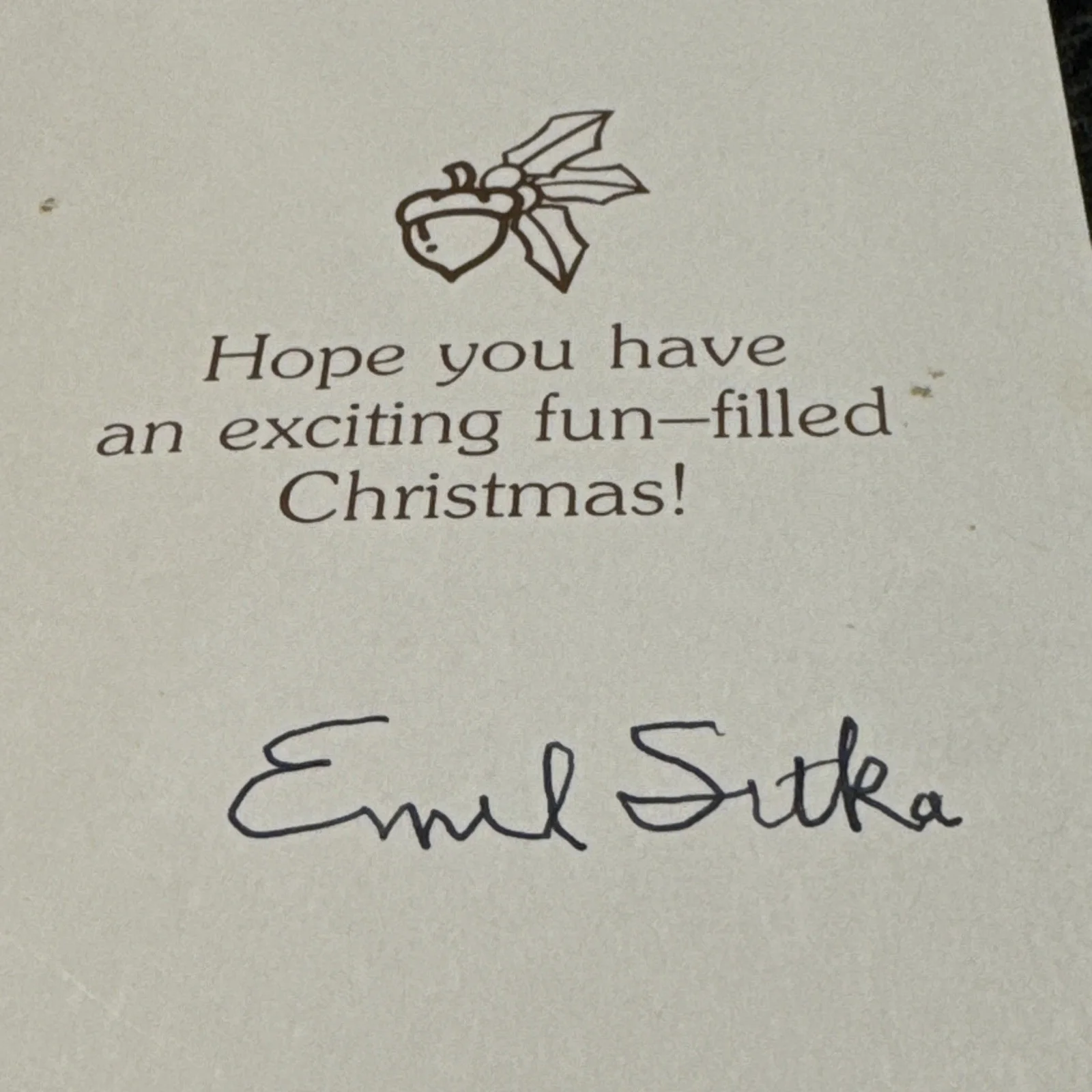 3 Stooges Supporting Actor Emil Sitka Signed Christmas Card W/Envelope 1992, image 3