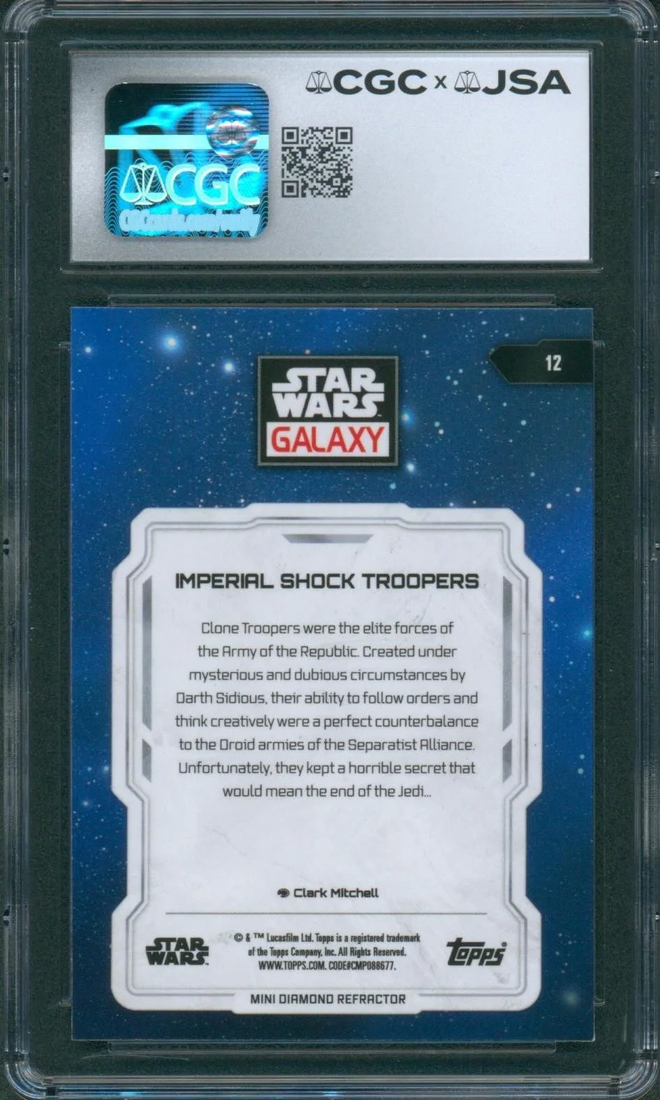 Andre Sogliuzzo — Andre Sogliuzzo Signed Card Star Wars Galaxy Shock Trooper Mint 9 CGC x JSA SLAB, изображение 2