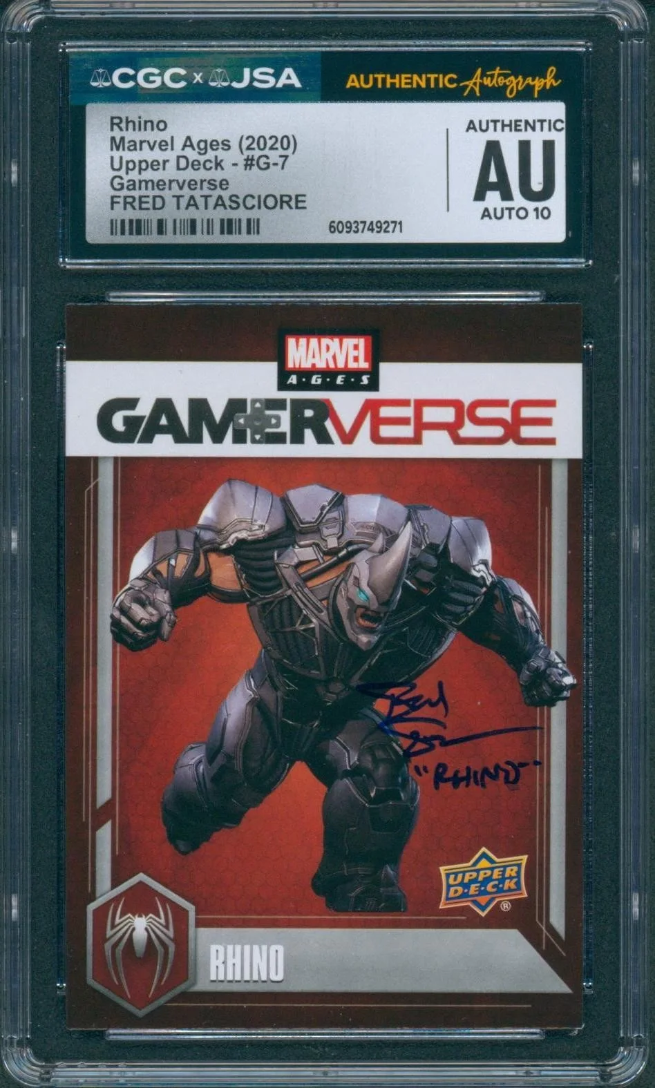 Fred Tatasciore — Fred Tatasciore Signed Spider-Man Marvel Ages UD Rhino Card CGC x JSA SLAB