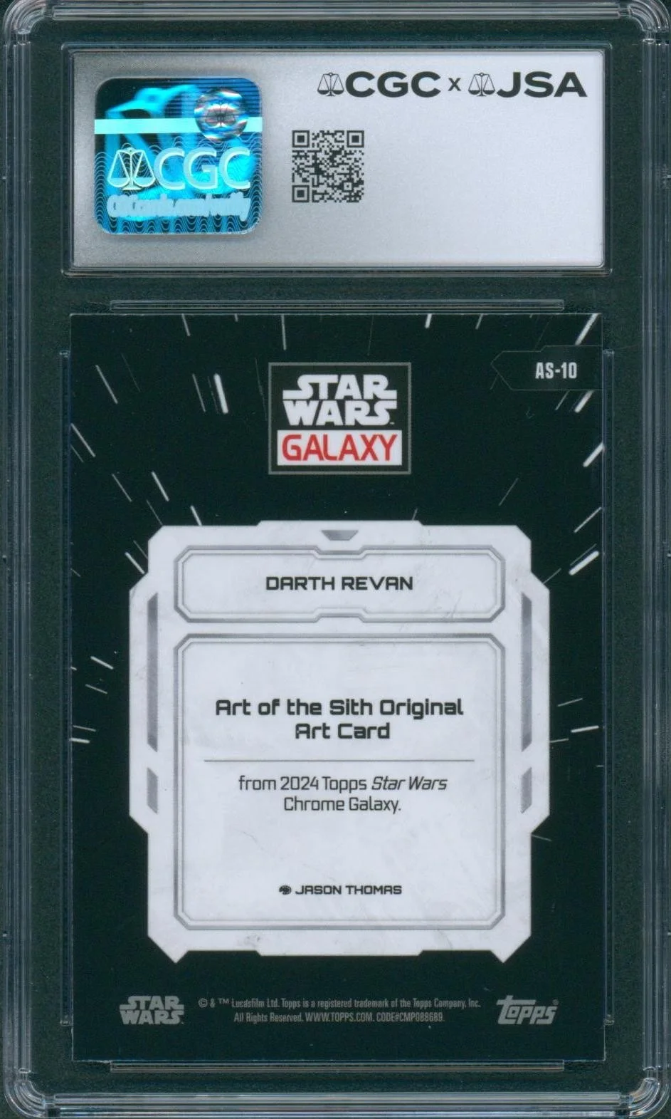 Rino Romano — Rino Romano Signed Card Star Wars Galaxy Chrome Darth Revan Mnt 9 CGC x JSA SLAB, image 2