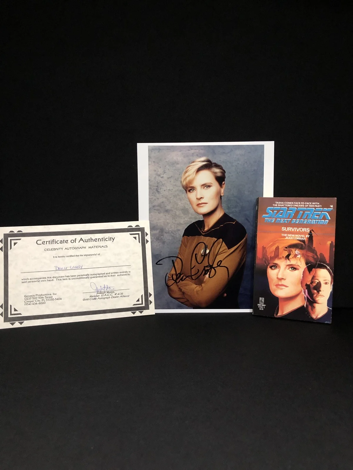 Denise Crosby — Signed Denise Crosby “Tasha Yar” Star Trek 8x10 Photo w/COA Signed TNG Book Lot, изображение 2