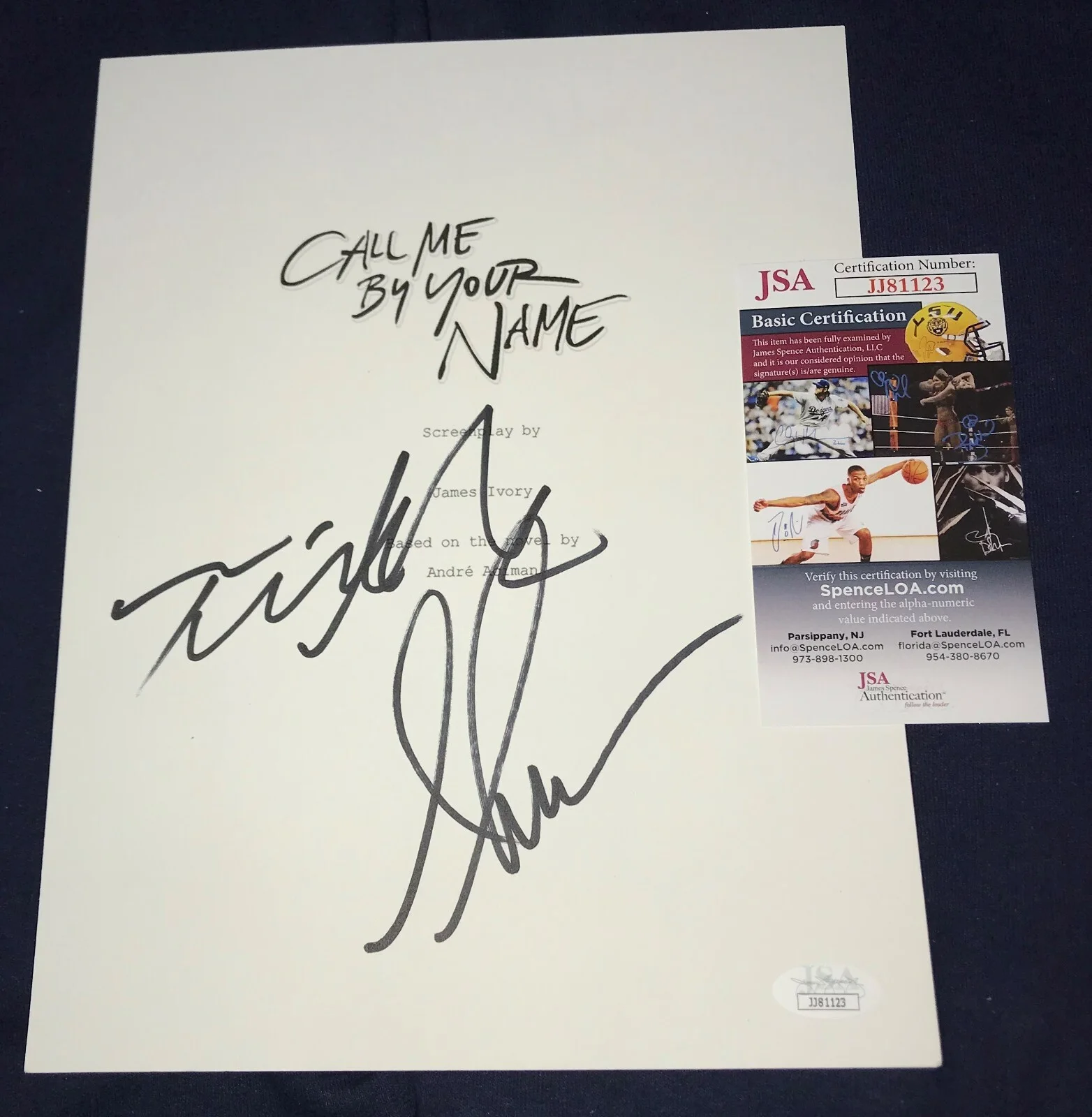 Timothee Chalamet, Armie Hammer — Timothee Chalamet signed Call Me By Your Name script Armie Hammer poster CMBYN, image 2