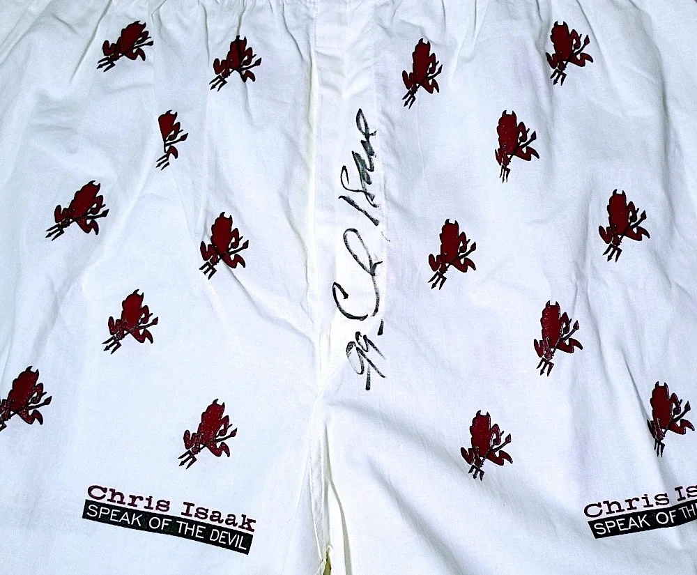 Chris Isaak Speak Of The Devil Tour 1999 Autographed Signed Boxers, изображение 2