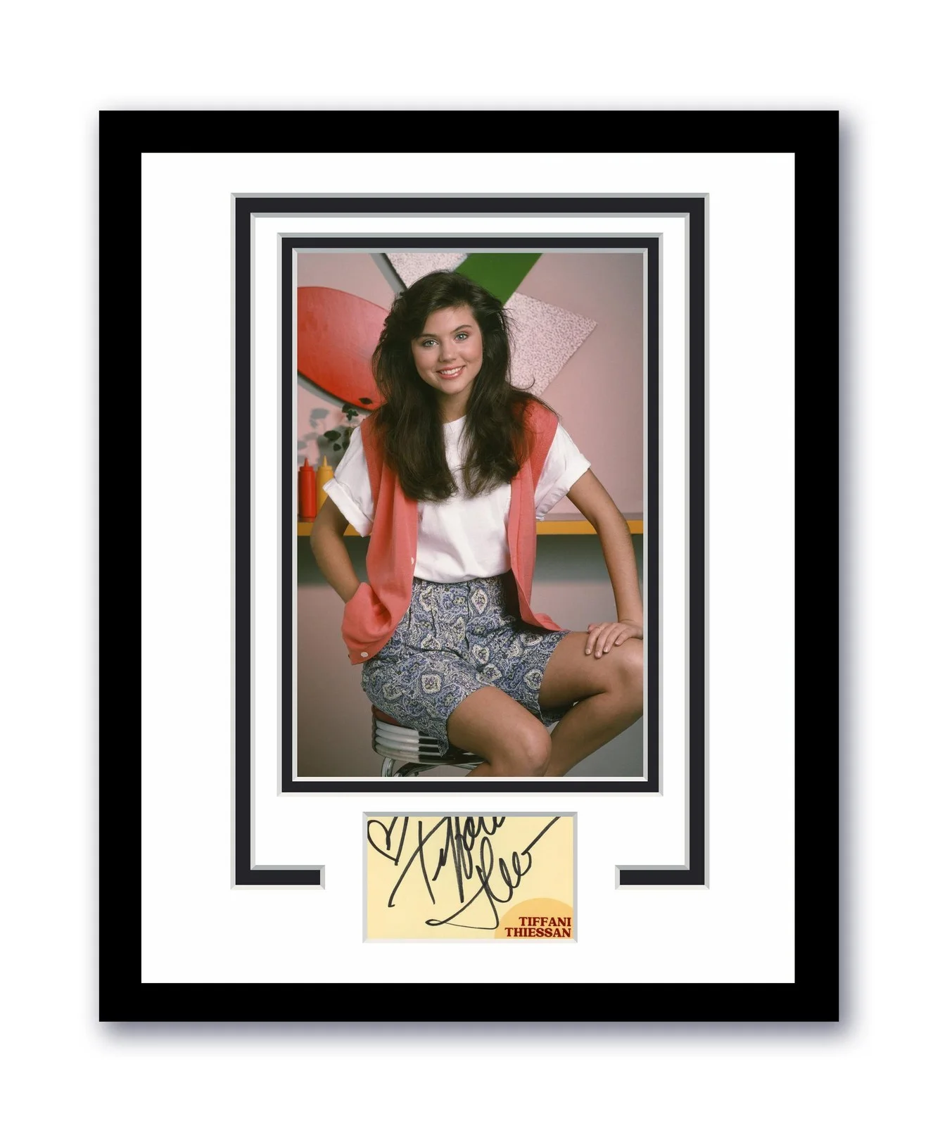 Tiffani Thiessen — Saved By The Bell Tiffani Thiessen Signed 11x14 Framed Photo Kelly Kapowski ACOA