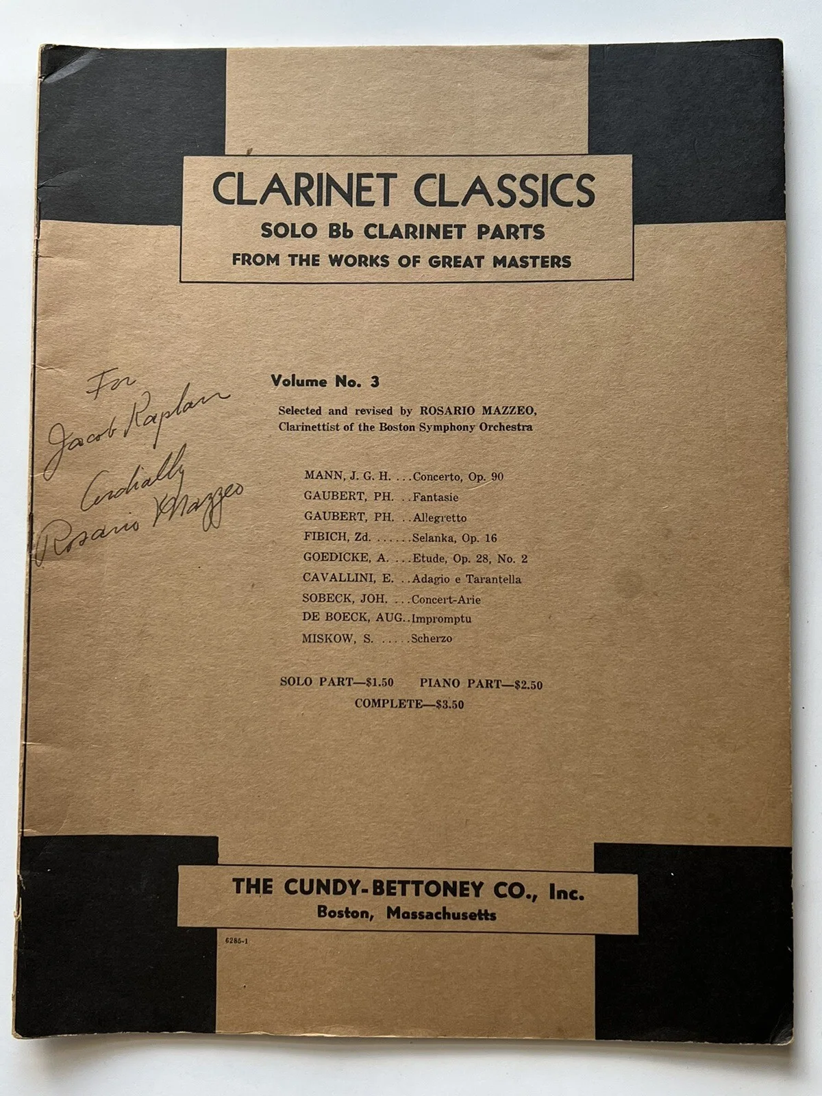ROSARIO MAZZEO AUTOGRAPH BOSTON SYMPHONY ORCHESTRA Orig. Signed Clarinetist MSI, изображение 2