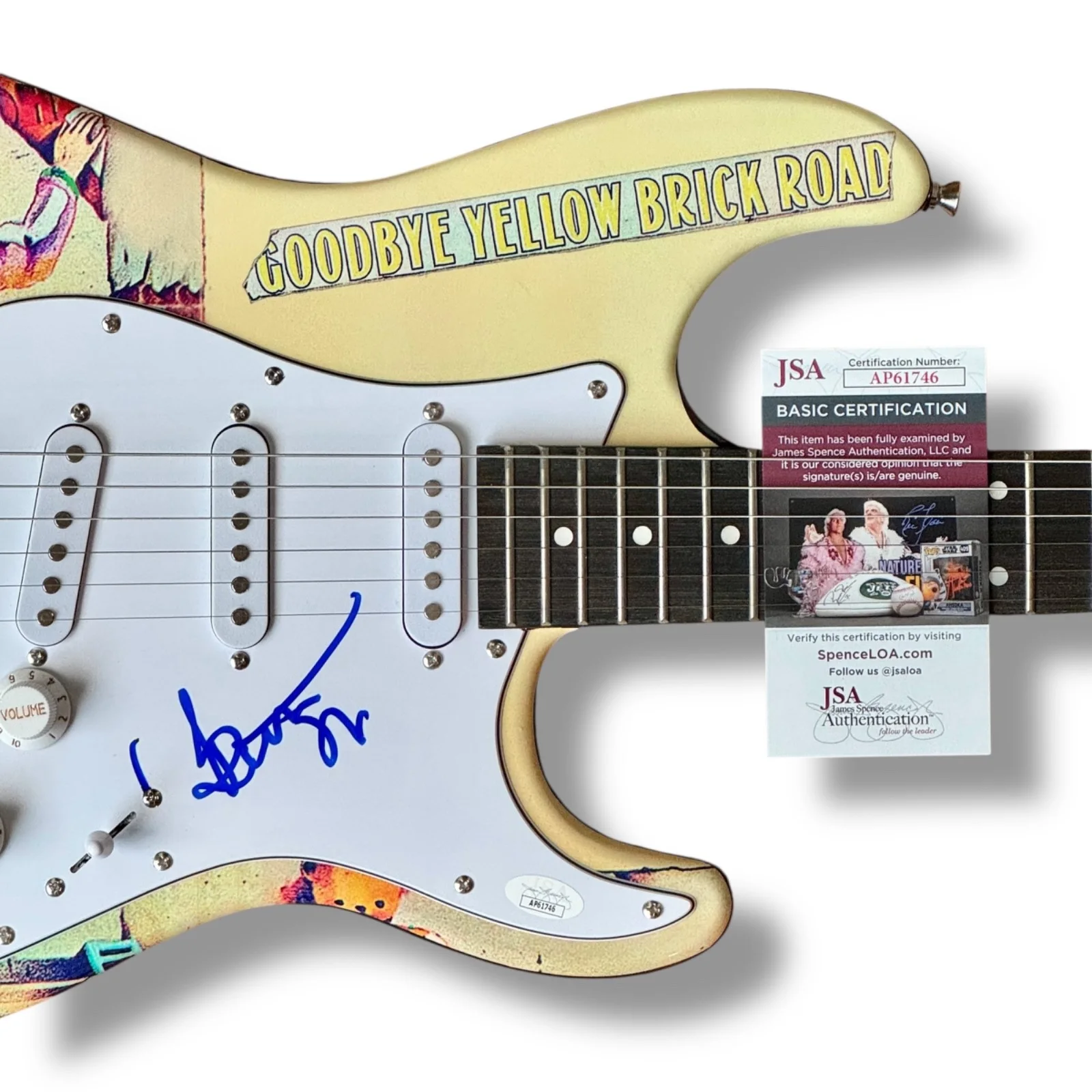Bernie Taupin Signed Guitar Custom Graphics JSA COA Elton John Goodbye Yellow, image 2