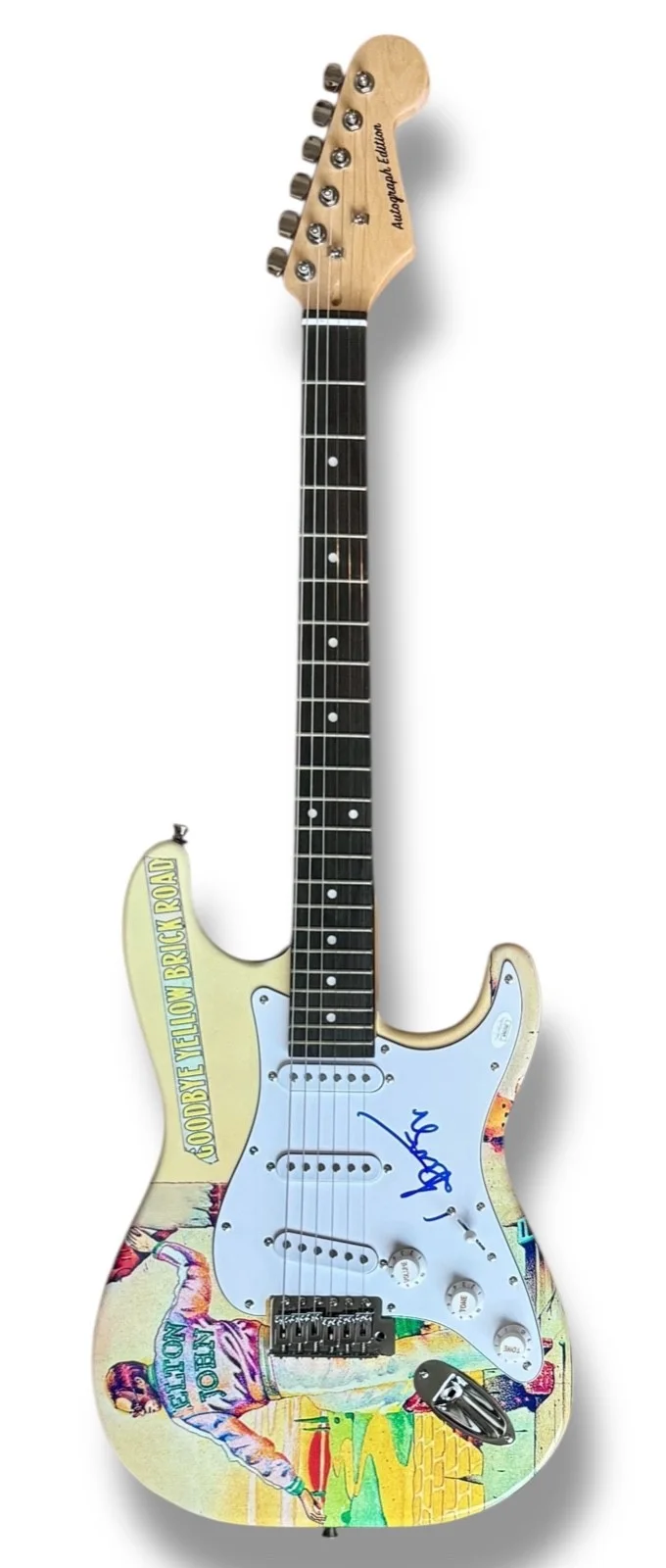 Bernie Taupin Signed Guitar Custom Graphics JSA COA Elton John Goodbye Yellow, image 3