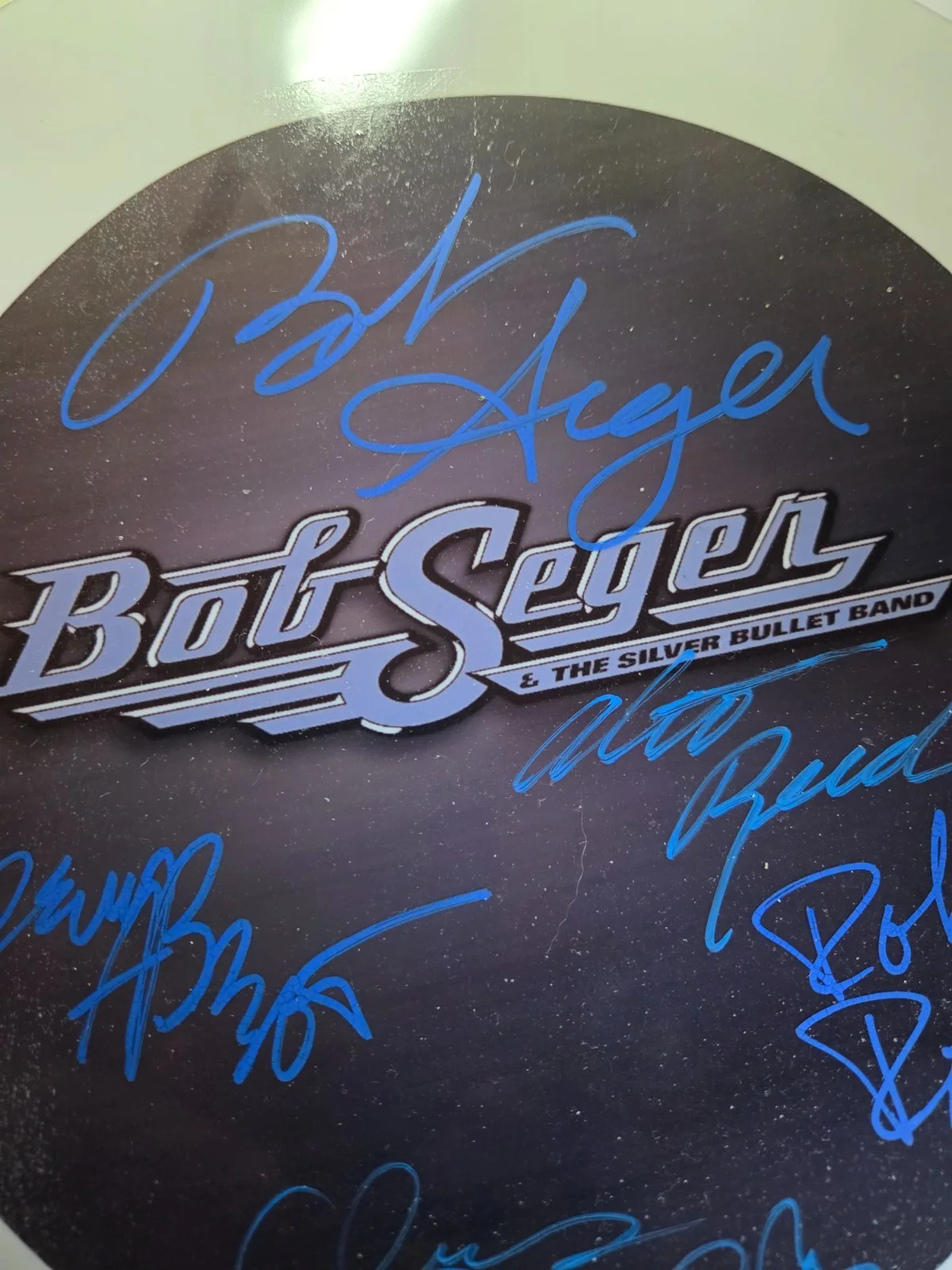 BOB SEGER +4 & the silver bullet band SIGNED auto 12" DRUM HEAD coa ACA /HOLO, image 2