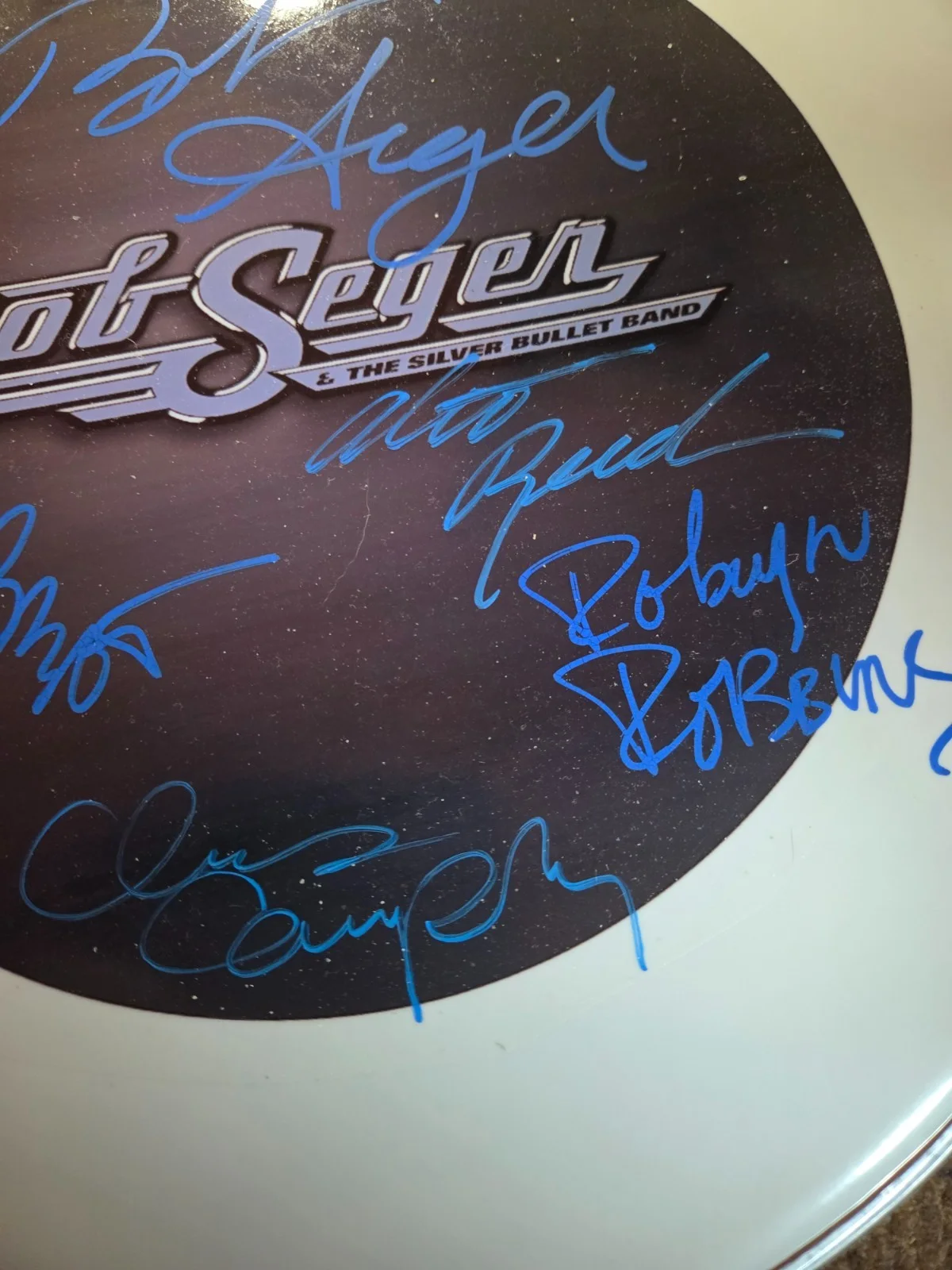 BOB SEGER +4 & the silver bullet band SIGNED auto 12" DRUM HEAD coa ACA /HOLO, image 4