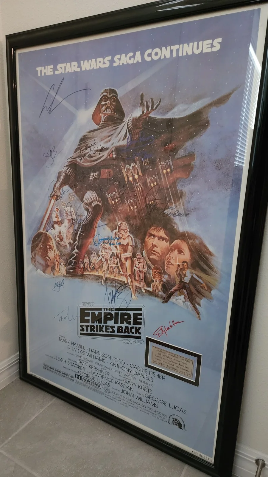 14 Cast Members — RARE Star Wars Empire Strikes Back Poster, Cast Signed By 14, Framed, COA, image 5