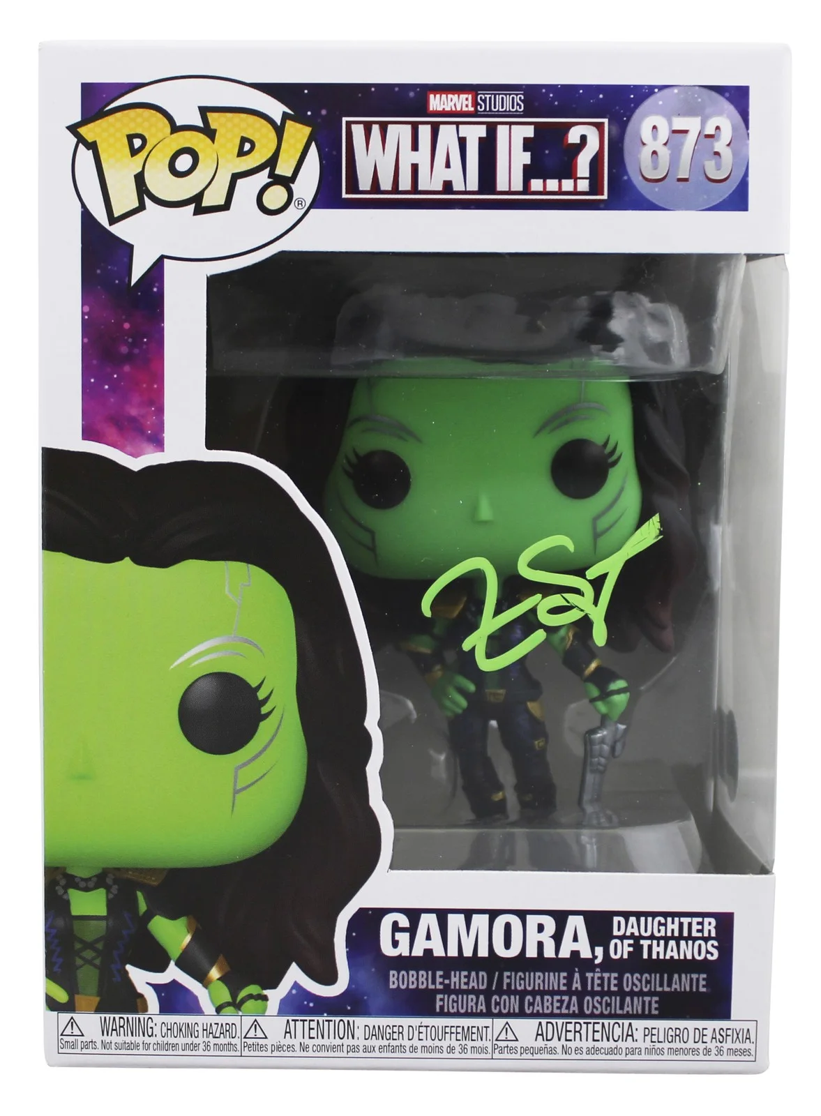 Zoe Saldana — Zoe Saldana GOTG Signed Gamora #873 Funko Pop Vinyl Figure BAS Wit #1W624139