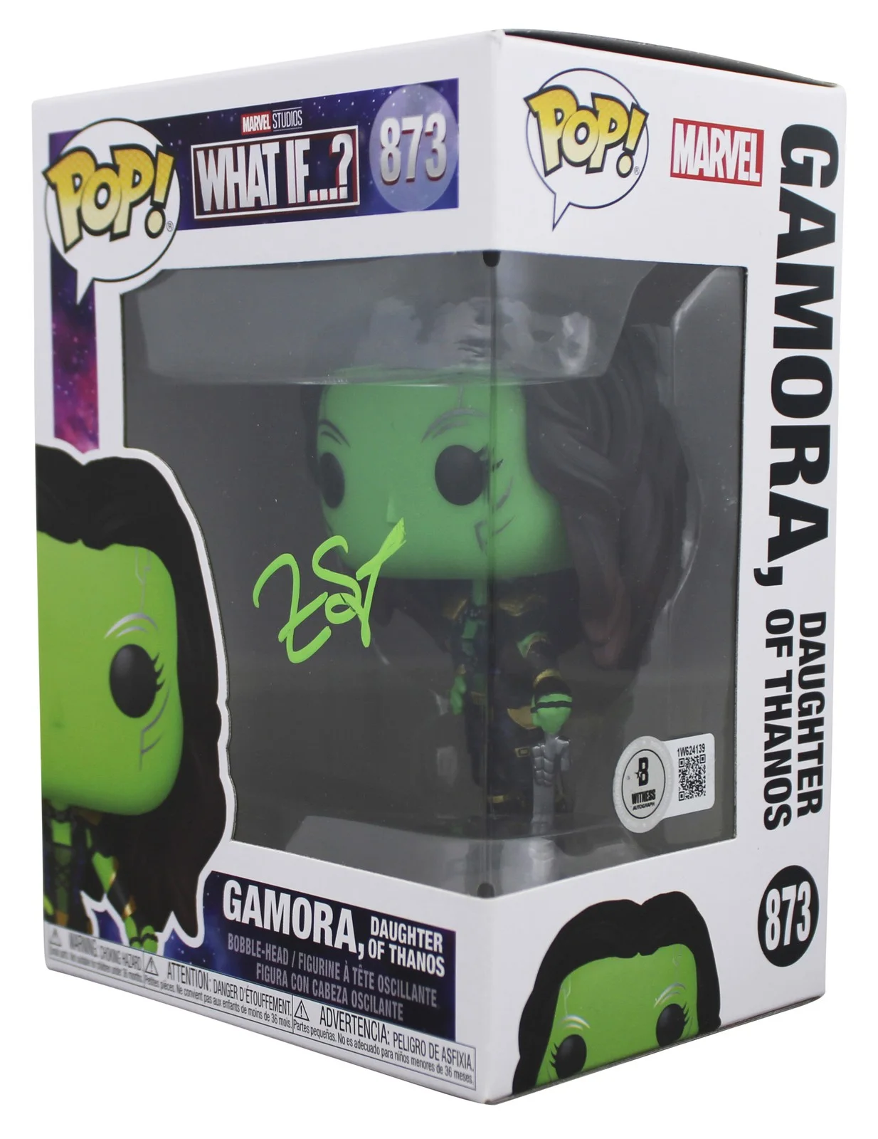 Zoe Saldana — Zoe Saldana GOTG Signed Gamora #873 Funko Pop Vinyl Figure BAS Wit #1W624139, изображение 2