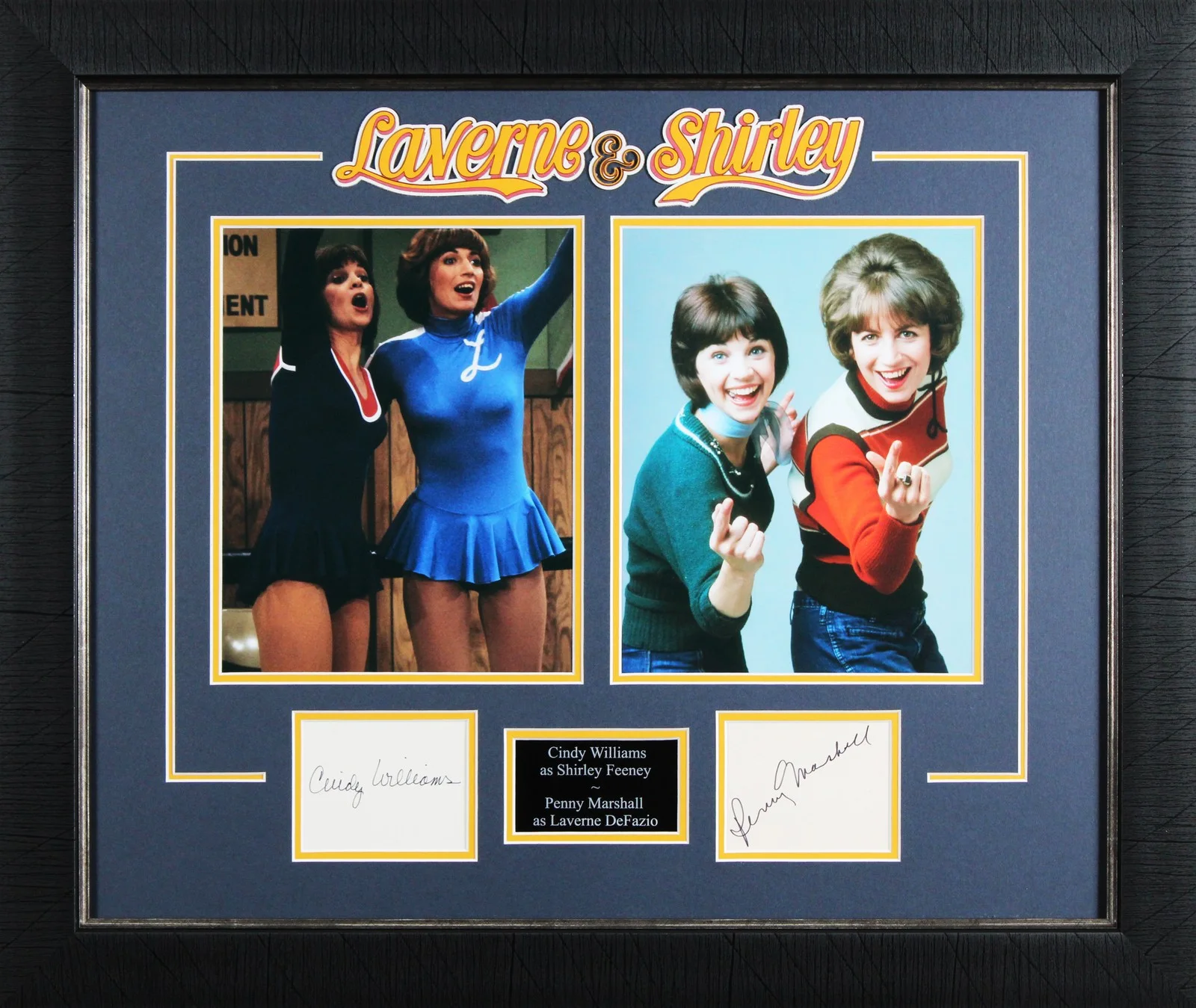 Cindy Williams & Penny Marshall — Cindy Williams & Penny Marshall Laverne & Shirley Signed Framed Display BAS