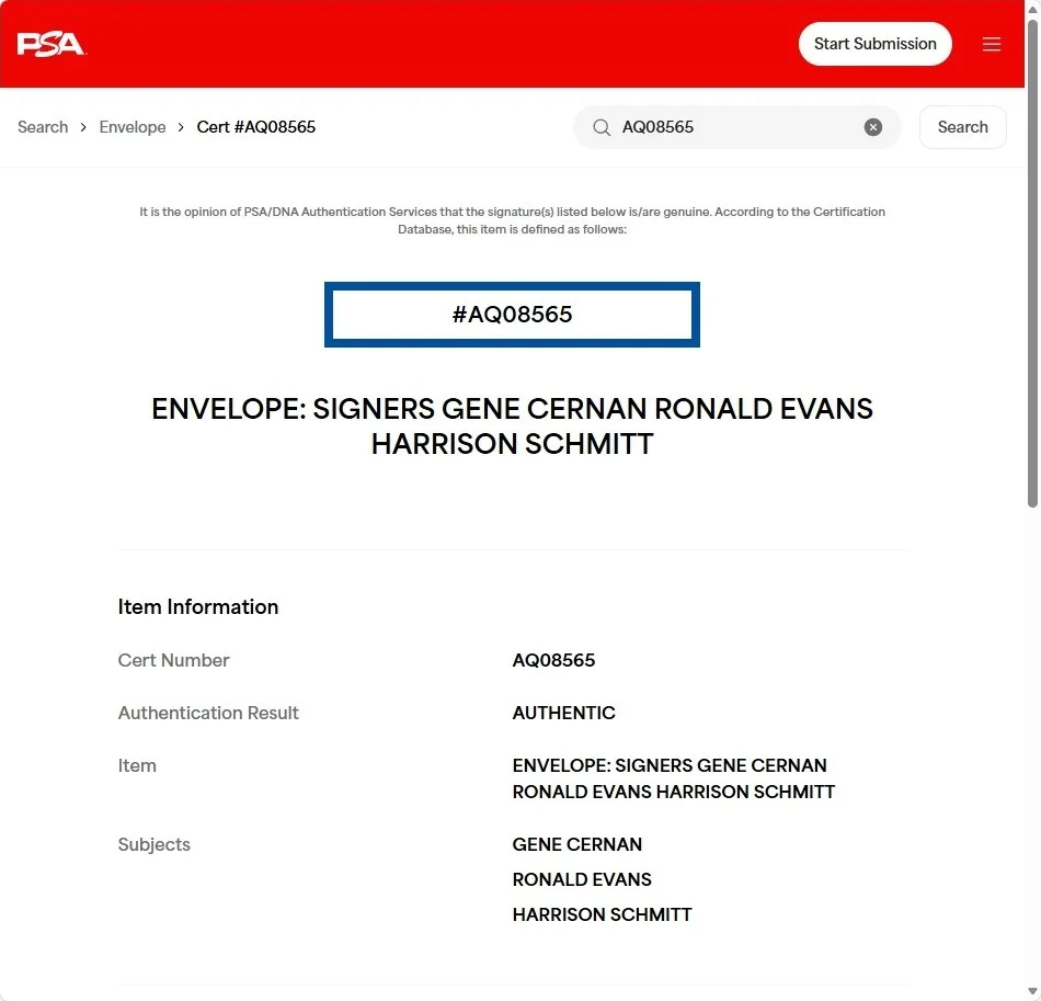 Gene Cernan, Ronald Evans, Harrison Schmitt — GENE CERNAN RON EVANS HARRISON SCHMITT Autographed Official APOLLO XVII Envelope, image 4