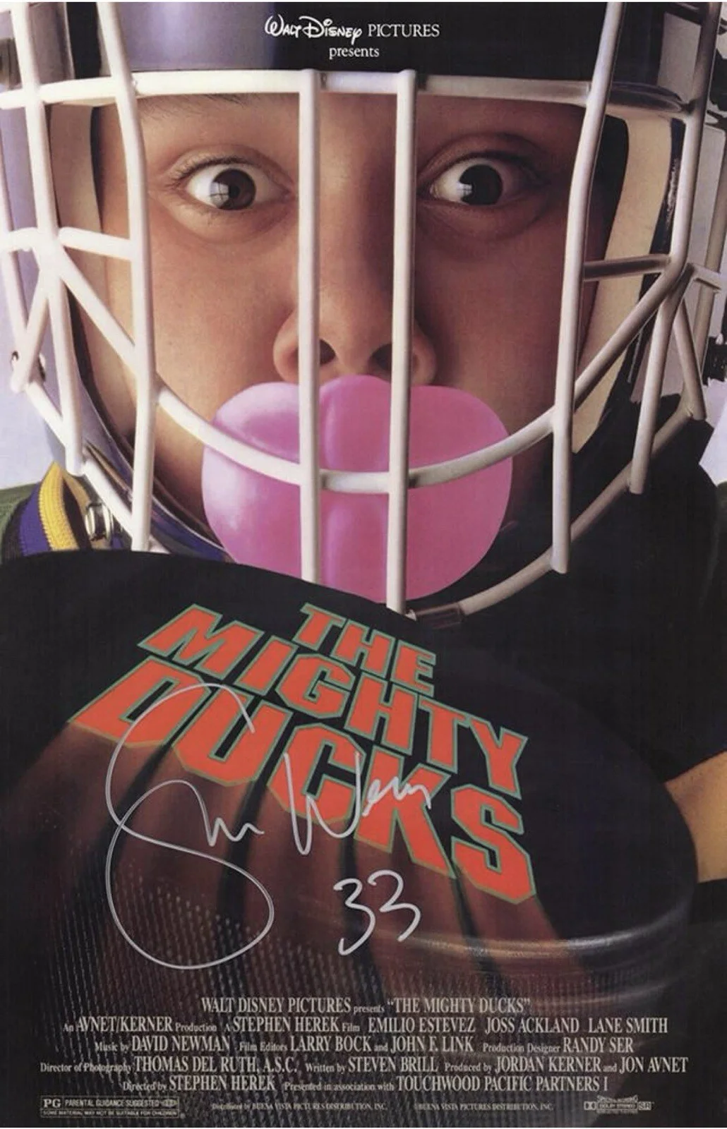 Shaun Weiss — Shaun Weiss Signed "The Mighty Ducks" 11x17 Movie Poster (Schwartz)