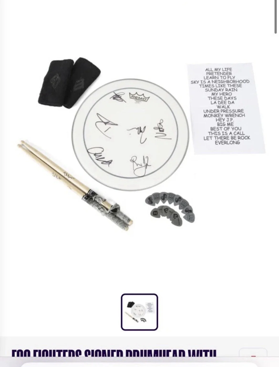 Foo Fighters + Dave Grohl Taylor Hawkins Signed Drumhead Autograph Vinyl Poster, image 4