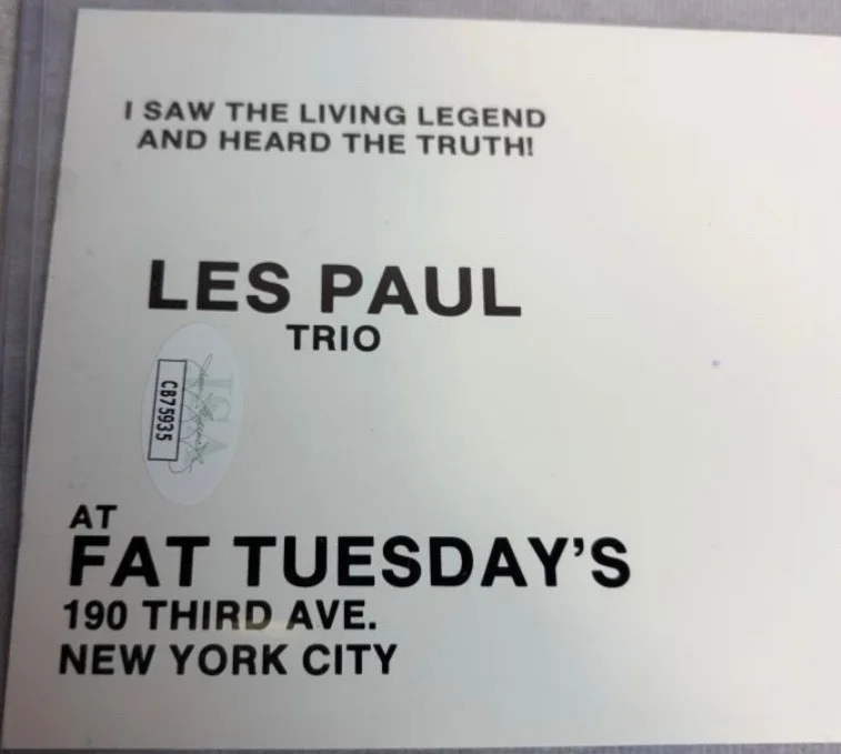 LES PAUL 🔥 Autograph 🔥 Fat Tuesday’s Postcard 🔥 JSA Certified 🎸 GORGEOUS, image 3