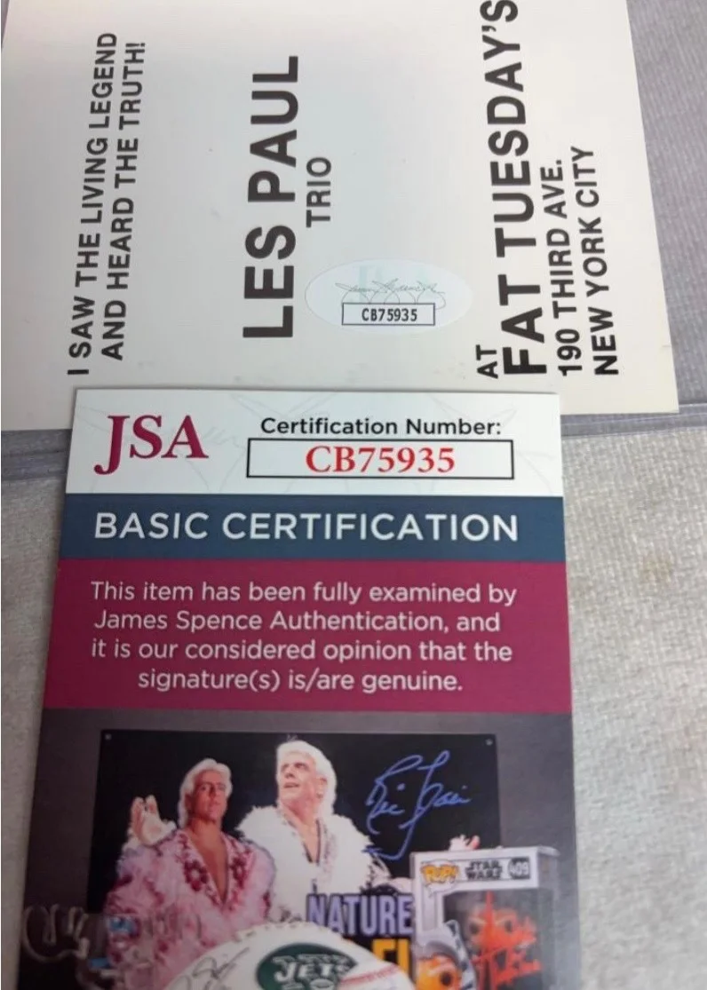 LES PAUL 🔥 Autograph 🔥 Fat Tuesday’s Postcard 🔥 JSA Certified 🎸 GORGEOUS, image 4