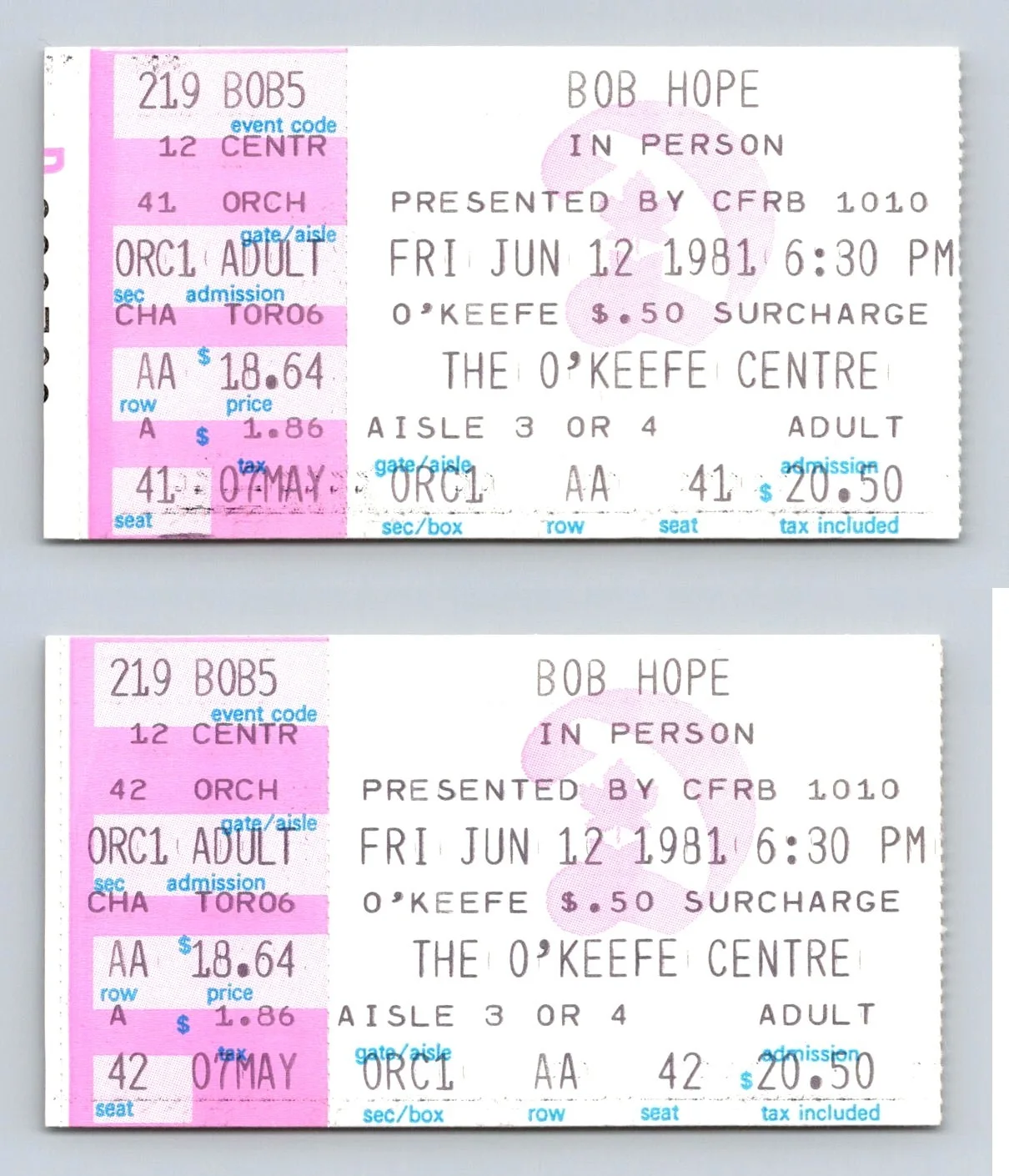 Bob Hope — Bob Hope Authentic Autographed Signed Live 1981 Show Promo & 3 Ticket Stubs, image 3