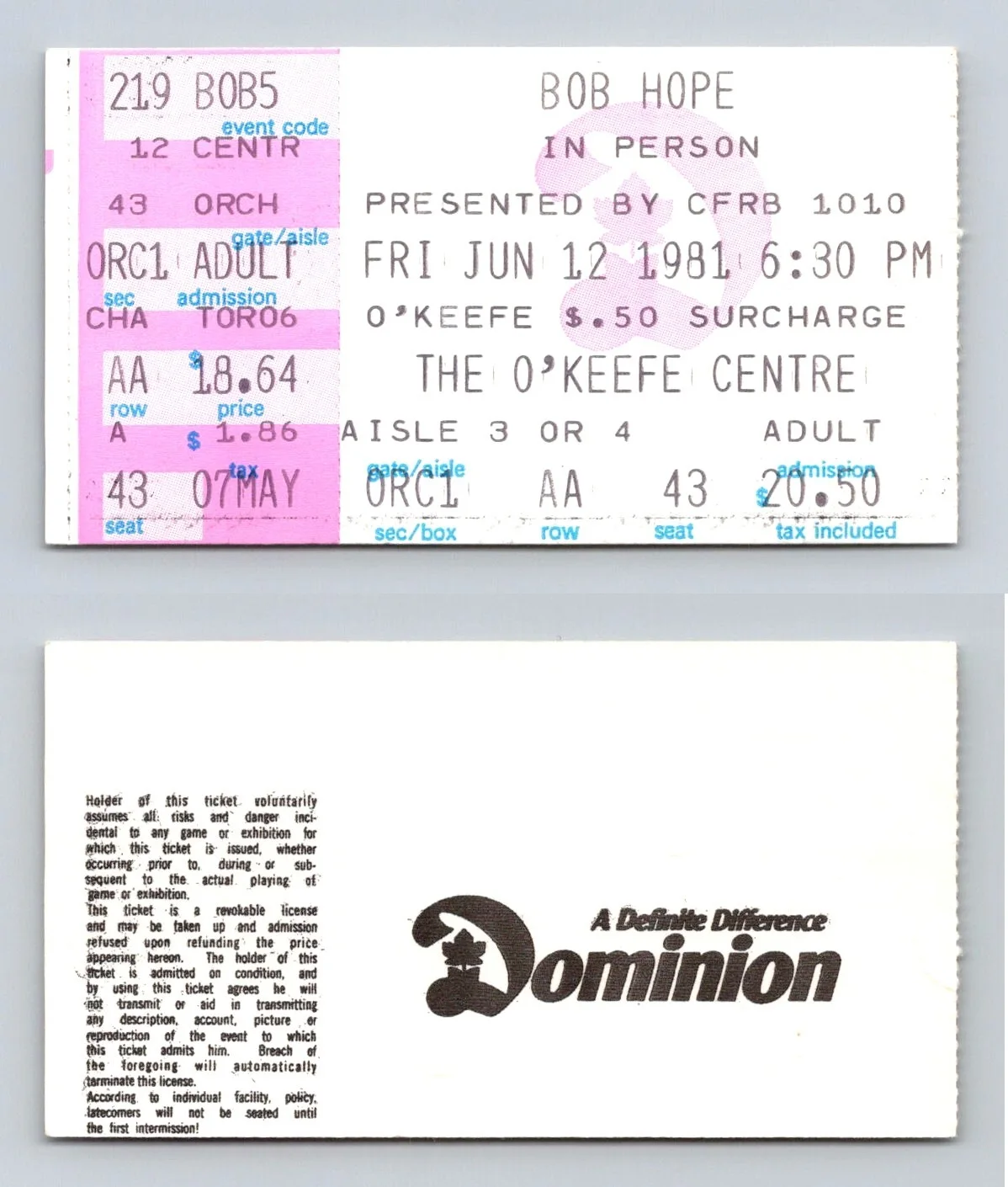 Bob Hope — Bob Hope Authentic Autographed Signed Live 1981 Show Promo & 3 Ticket Stubs, image 4