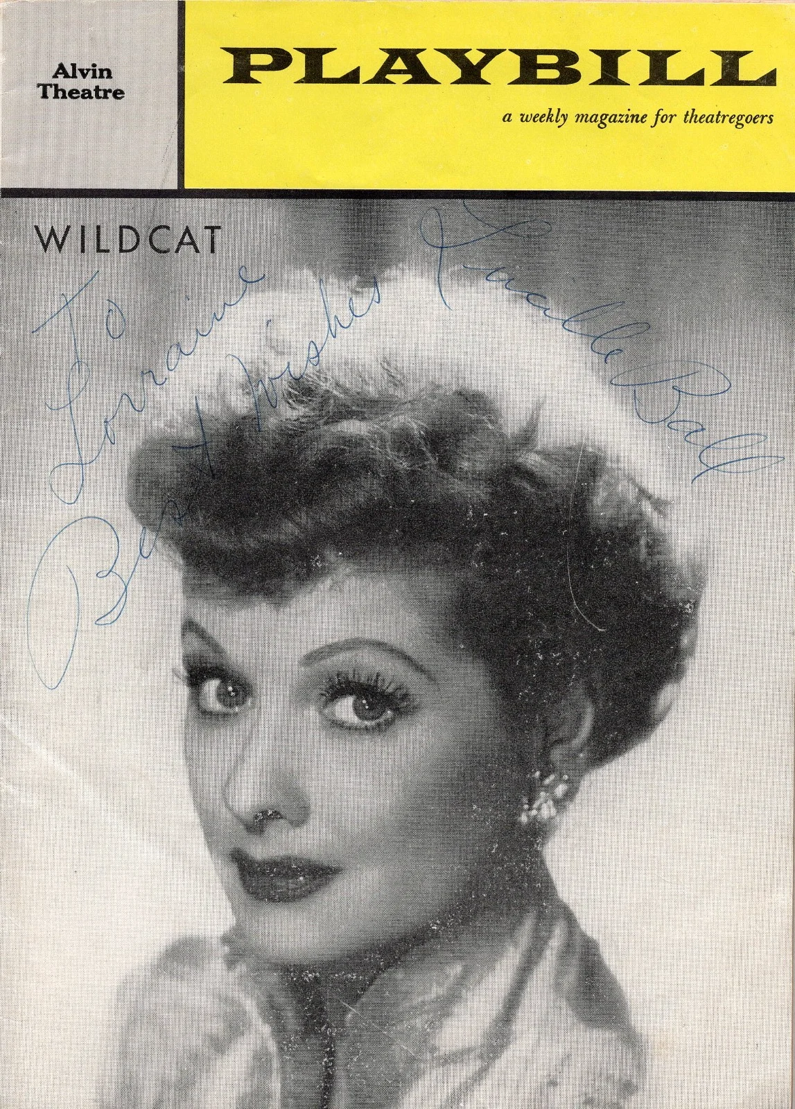 Lucille Ball — Lucille Ball Signed Vintage Wildcat Alvin Theatre Playbill - JSA Authentication