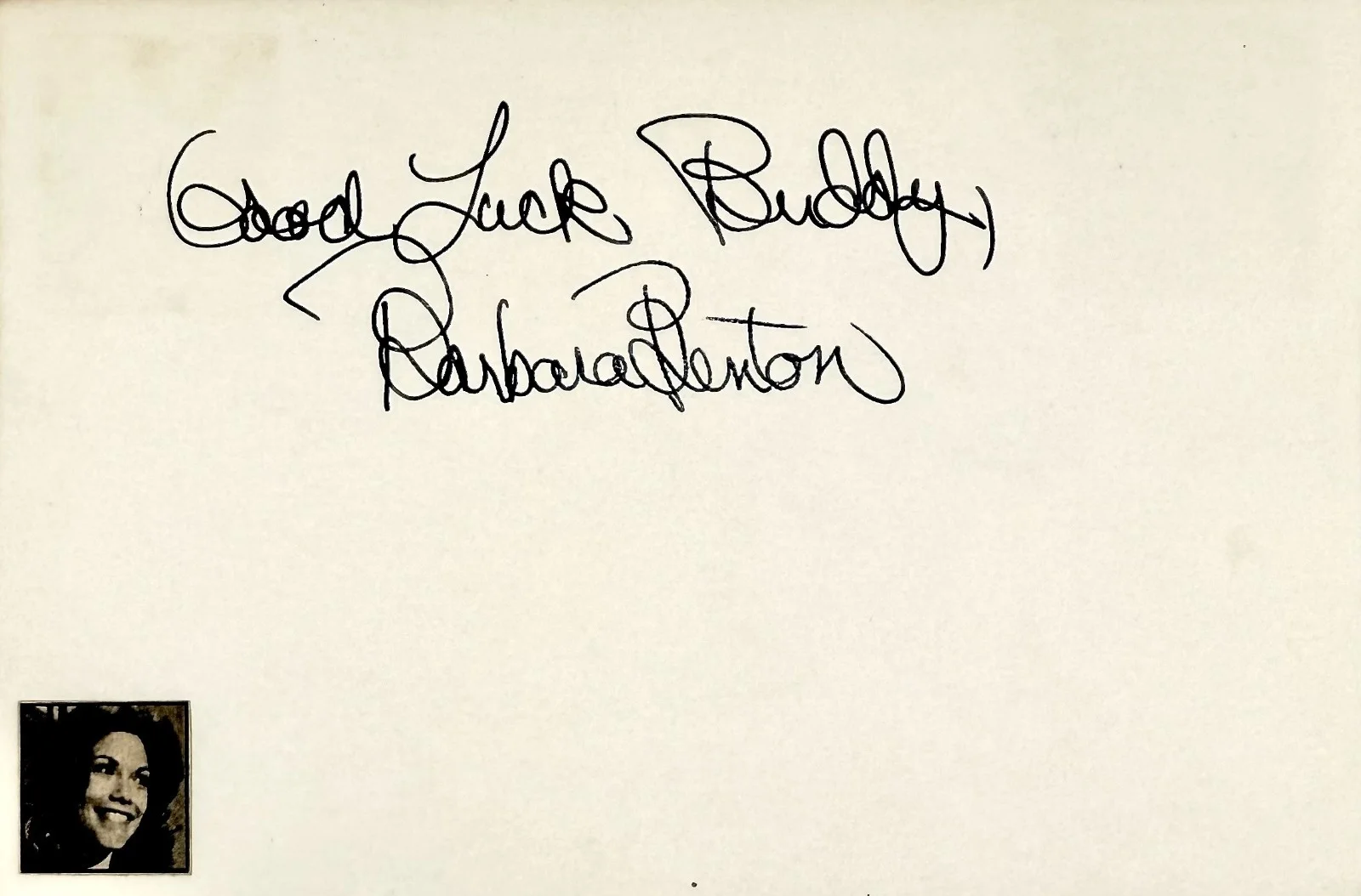 Barbi Benton — BARBI BENTON Signed Autographed 4"x 6" INDEX CARD Hugh Hefner PLAYBOY HEE HAW