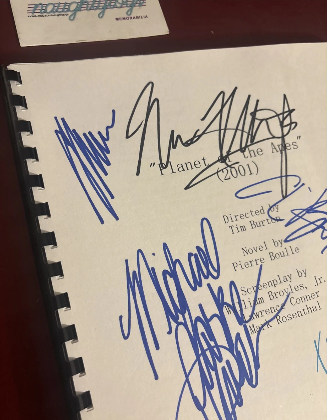 Mark Wahlberg Tim Burton — PLANET OF THE APES CAST Autos (8) Signed Script Wahlberg, Duncan, Burton, Carter, image 3