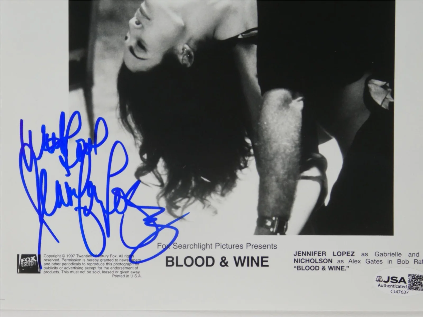 Jennifer Lopez — Jennifer Lopez Signed 8x10 Promo Photo Blood & WIne Autographed JSA COA, изображение 3