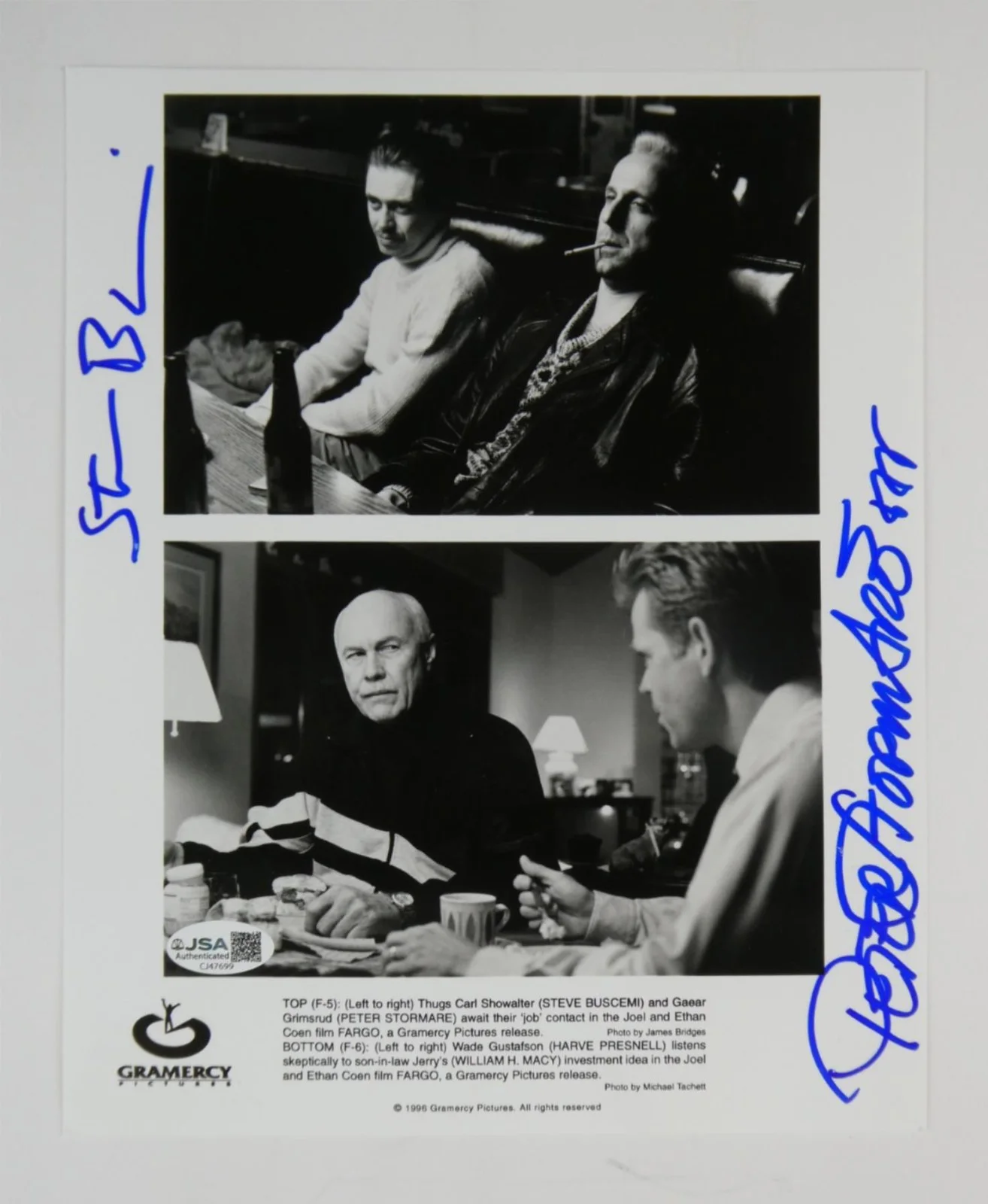 Steve Buscemi — Steve Buscemi Peter Stormare Signed 8x10 Promo Photo Fargo Autographed JSA COA