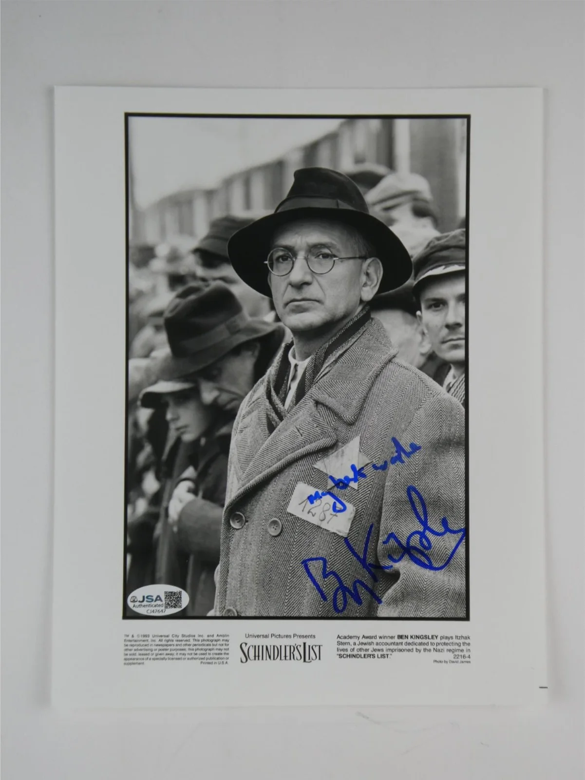 Ben Kingsley — Ben Kingsley Signed 8x10 Promo Photo Schlinder's List Autographed JSA COA, image 2