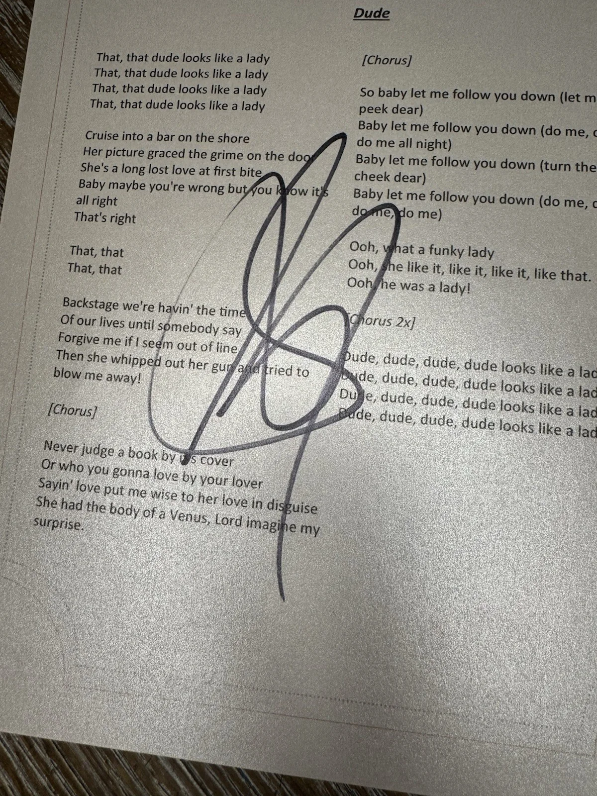 Steven Tyler Signed Dude Looks Like a LadyLyric Sheet Aerosmith Autographia COA, image 5