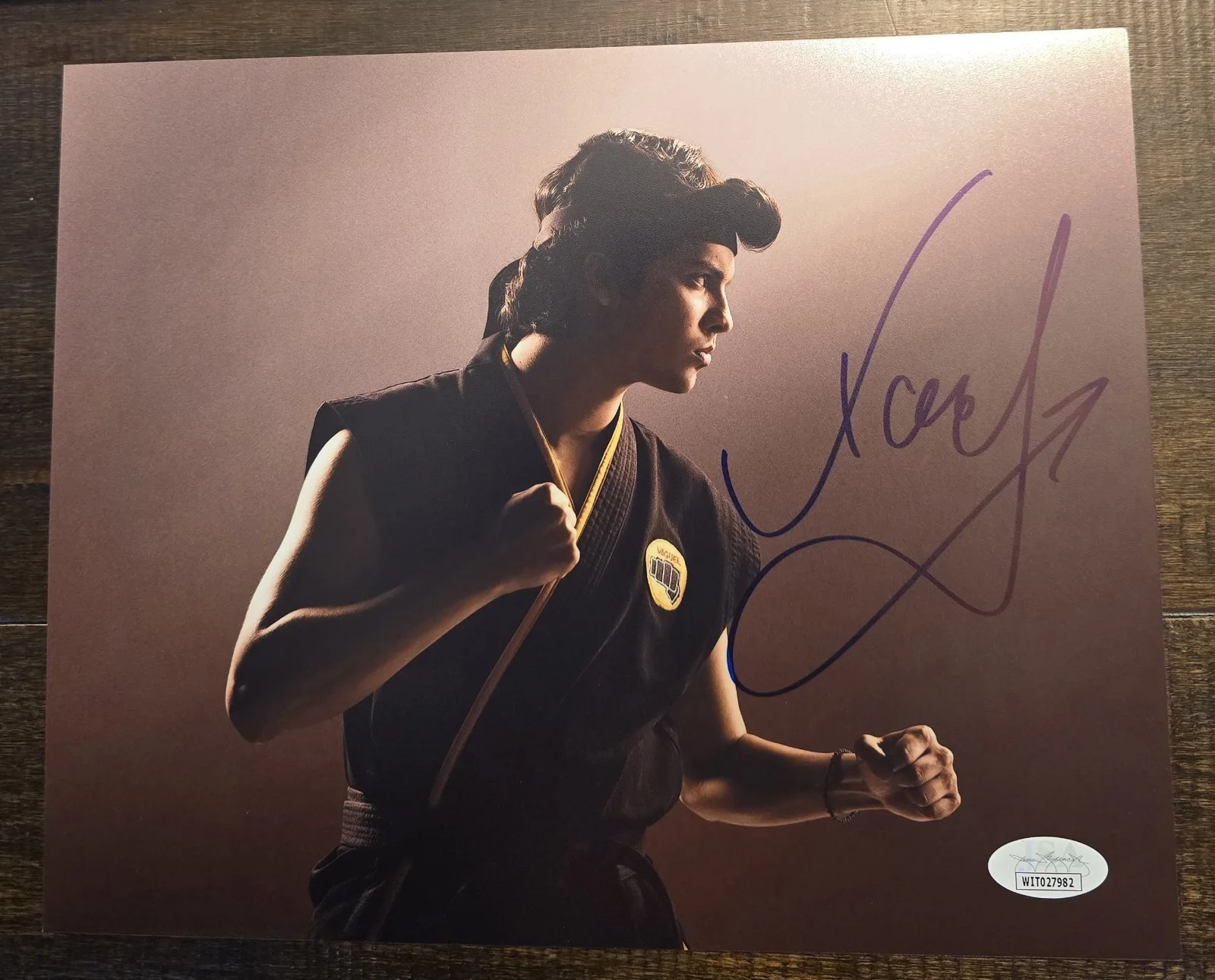 Xolo Mariduena — Xolo Mariduena signed Miguel Cobra Kai 8x10 picture. Comes with JSA...