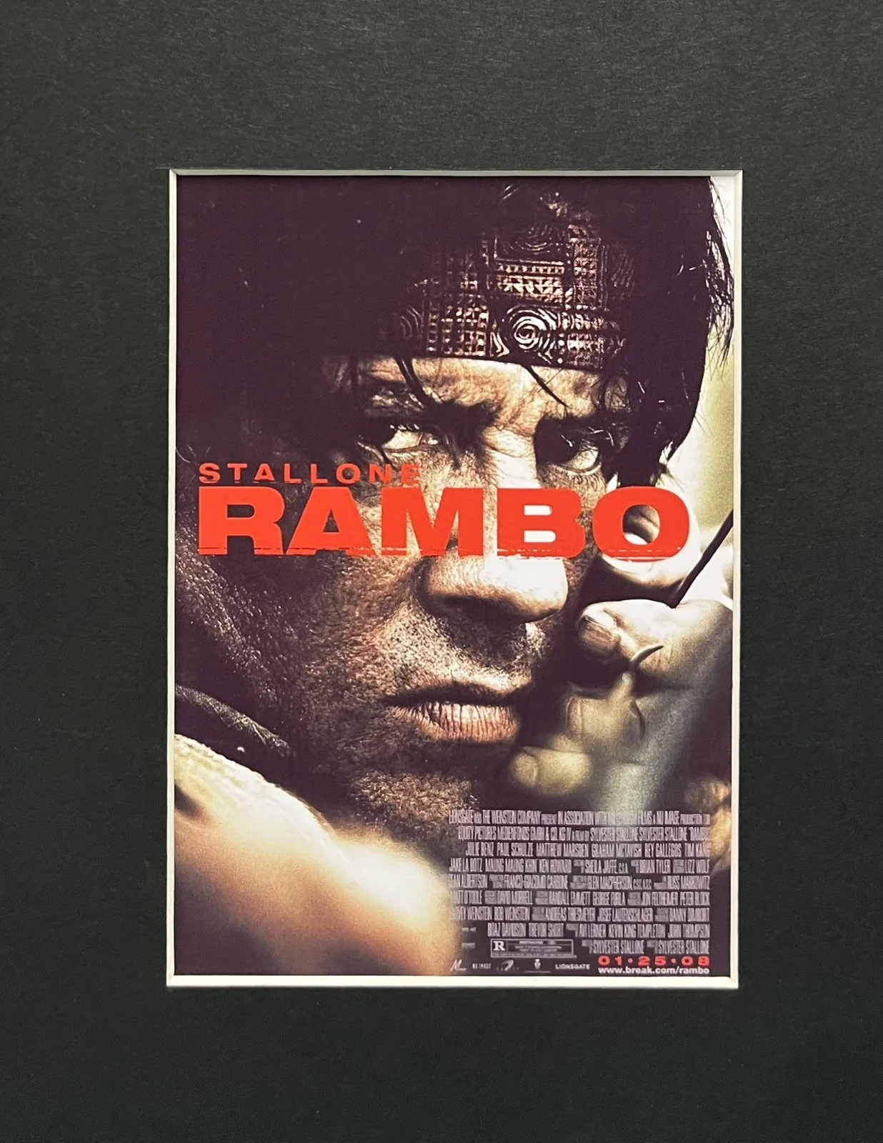 Stallone Rambo . 35mm Film Cell Mounted Display, image 3