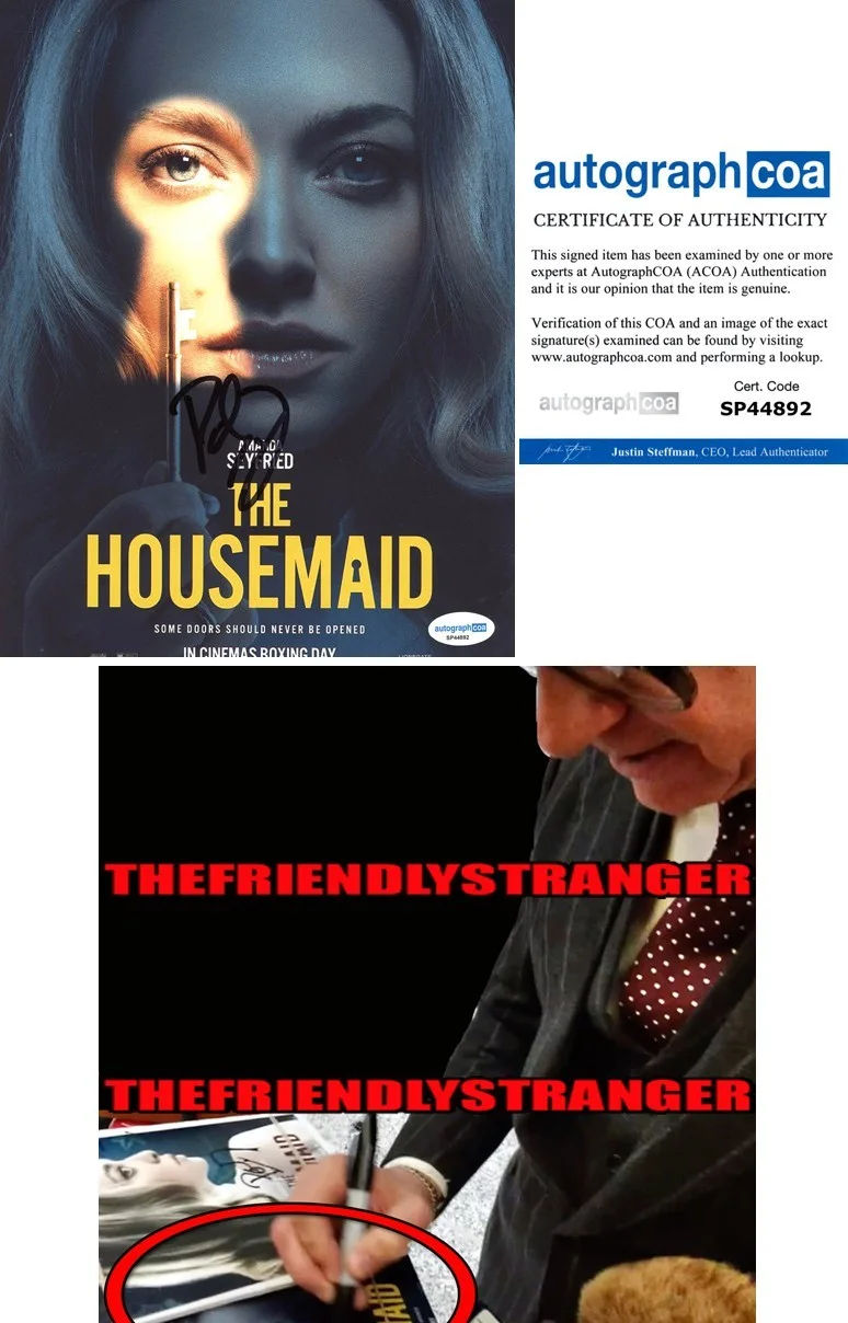 Paul Feig — Paul Feig signed "THE HOUSEMAID" 8x10 Photo EXT PROOF b Amanda Seyfried ACOA COA