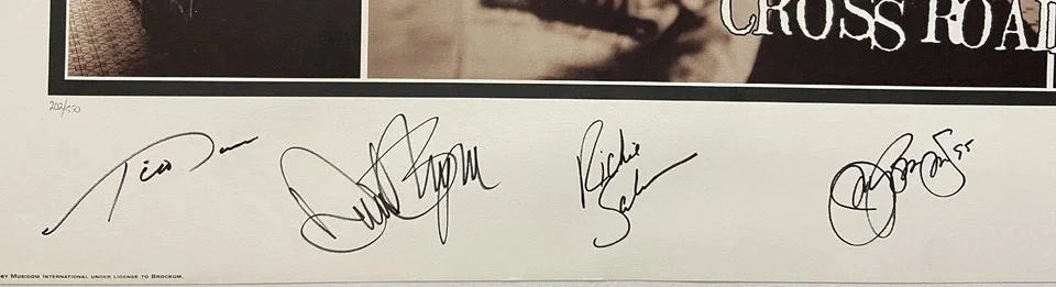 BON JOVI FULLY SIGNED CROSSROADS LITHOGRAPH X4 VERY NICE SIGNATURES! BLACK SIGS!, image 2