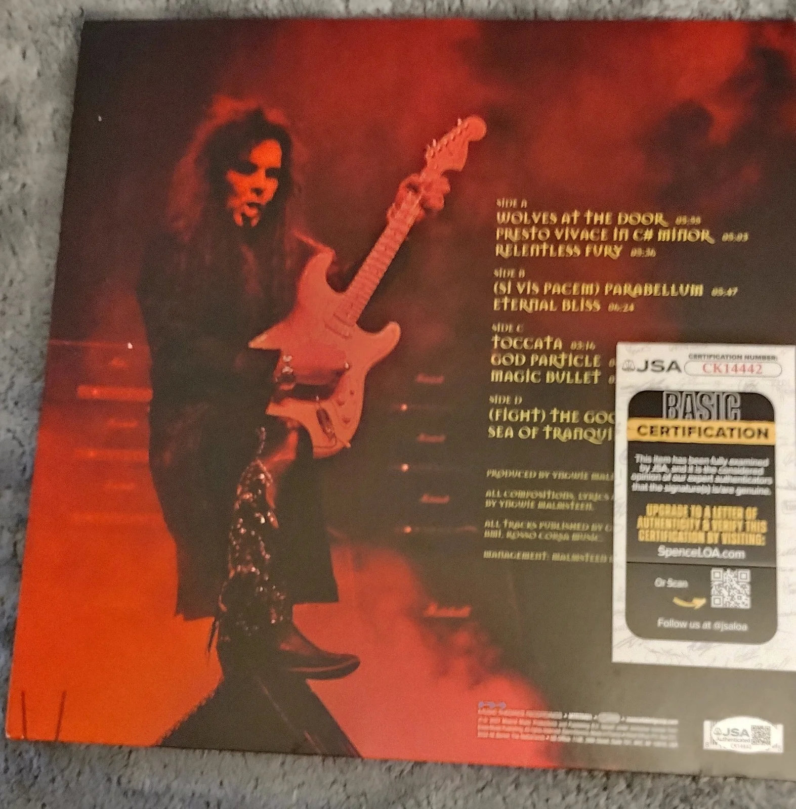 YNGWIE MALMSTEEN SIGNED PARABELLUM VINYL LP YELLOW+JSA COA CD STILL SEALED, image 2