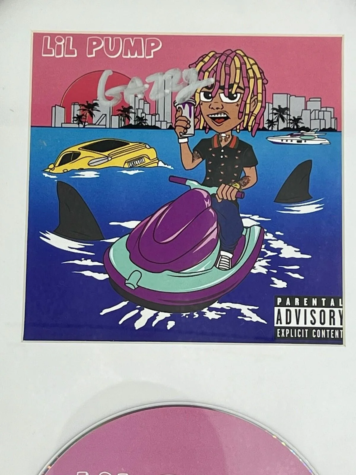 LIL PUMP SIGNED + FRAMED CD ALBUM GUCCI GANG AUTOGRAPH - PSA/DNA COA, изображение 3