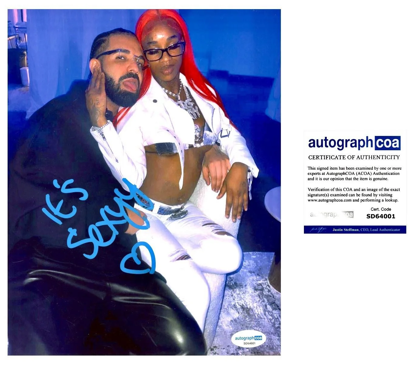 SEXYY RED SIGNED 8X10 PHOTO SEXY POUND TOWN DRAKE - AUTOGRAPH ACOA + EXACT PROOF, изображение 2